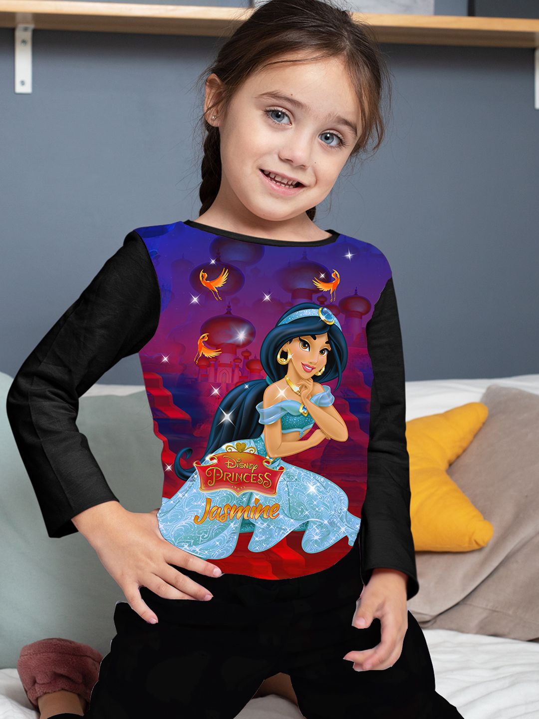 

KINSEY Girls Jasmine Printed T-shirt With Pyjamas, Black