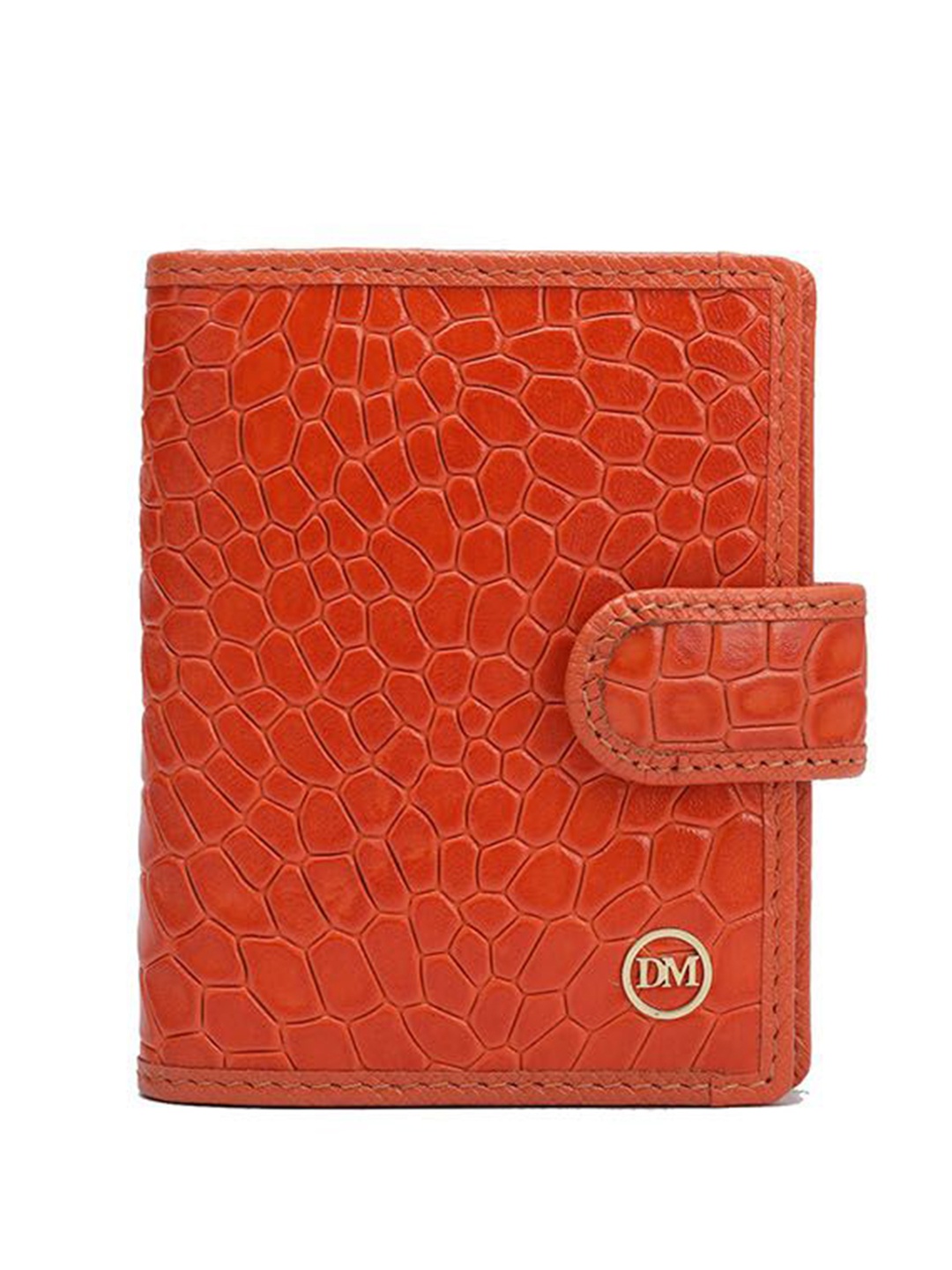 

Da Milano Unisex Leather Button Card Holder, Orange