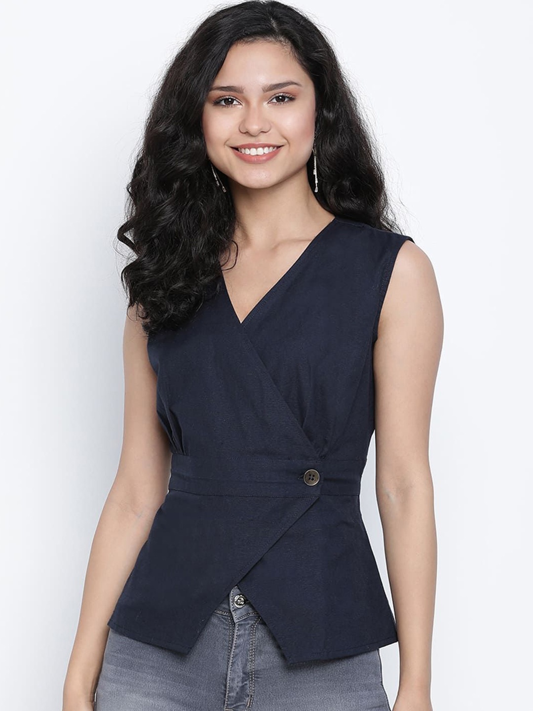 

DRAAX Fashions Wrap Top, Blue