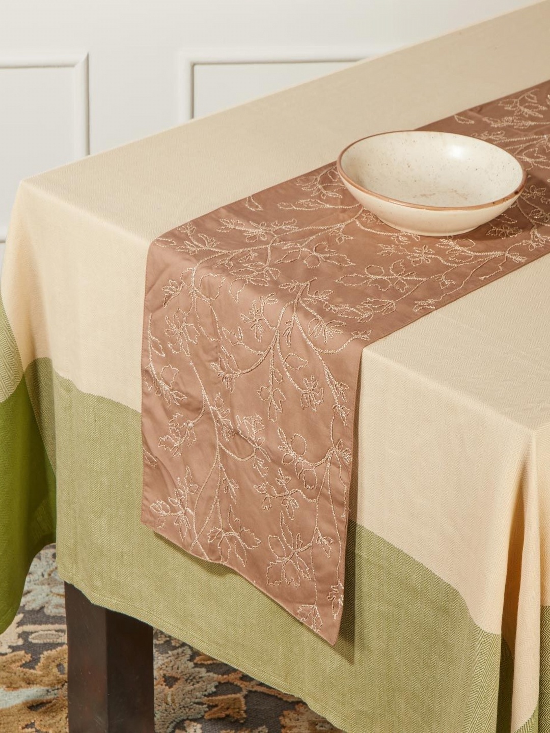 

Fabindia Beige Floral Embroidered Table Runner