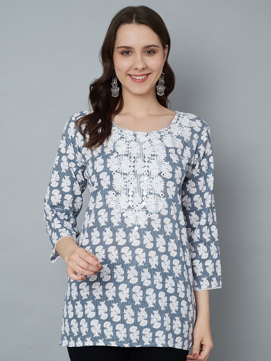 

Trend Level Embroidered Kurti, Grey