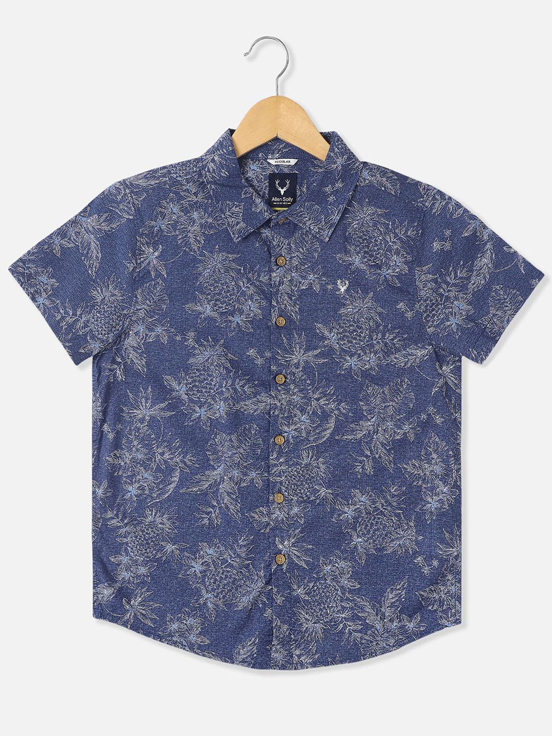 

Allen Solly Junior Boys Spread Collar Tropical Cotton Casual Shirt, Navy blue