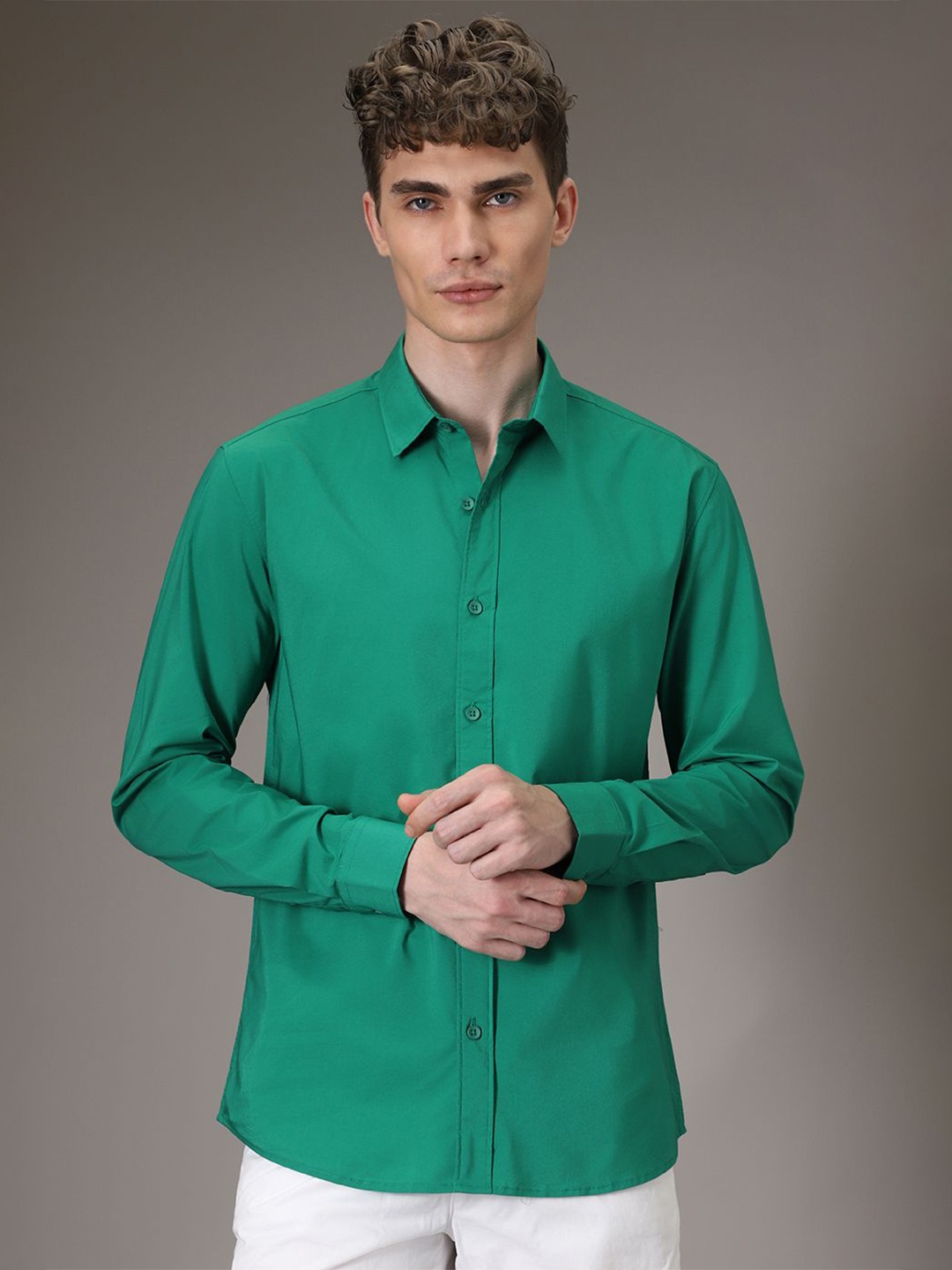 

Banana Club Men Long Sleeves Cotton Shirt, Green