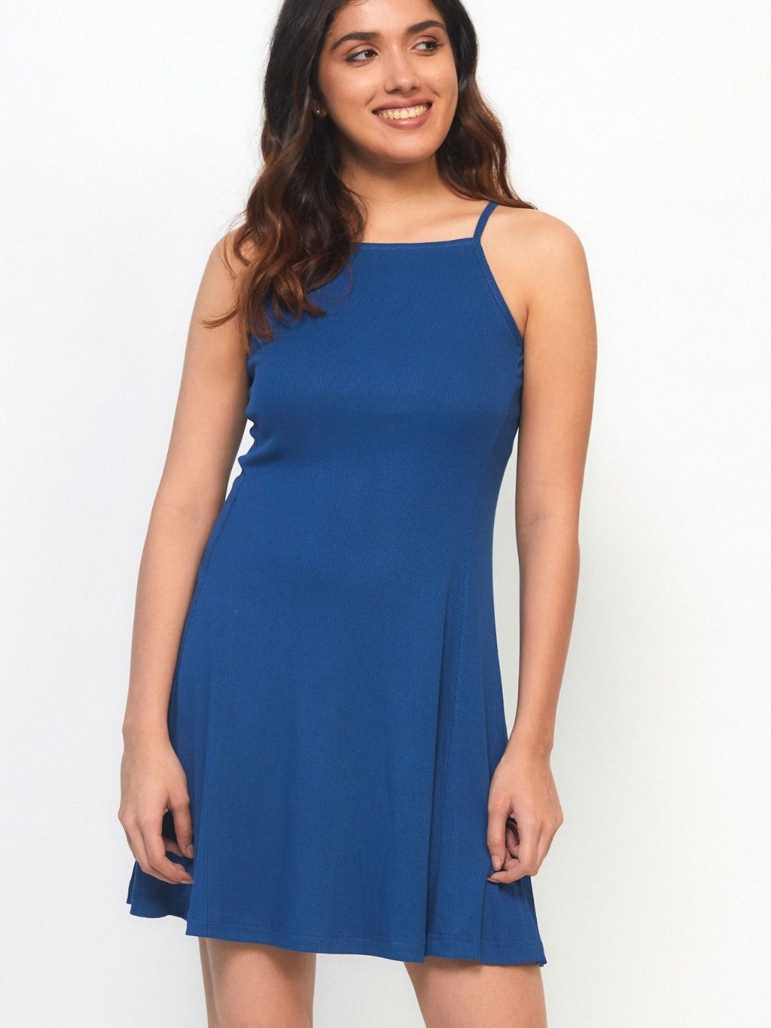 

Creatures of Habit Women Rib Skater Dress, Blue