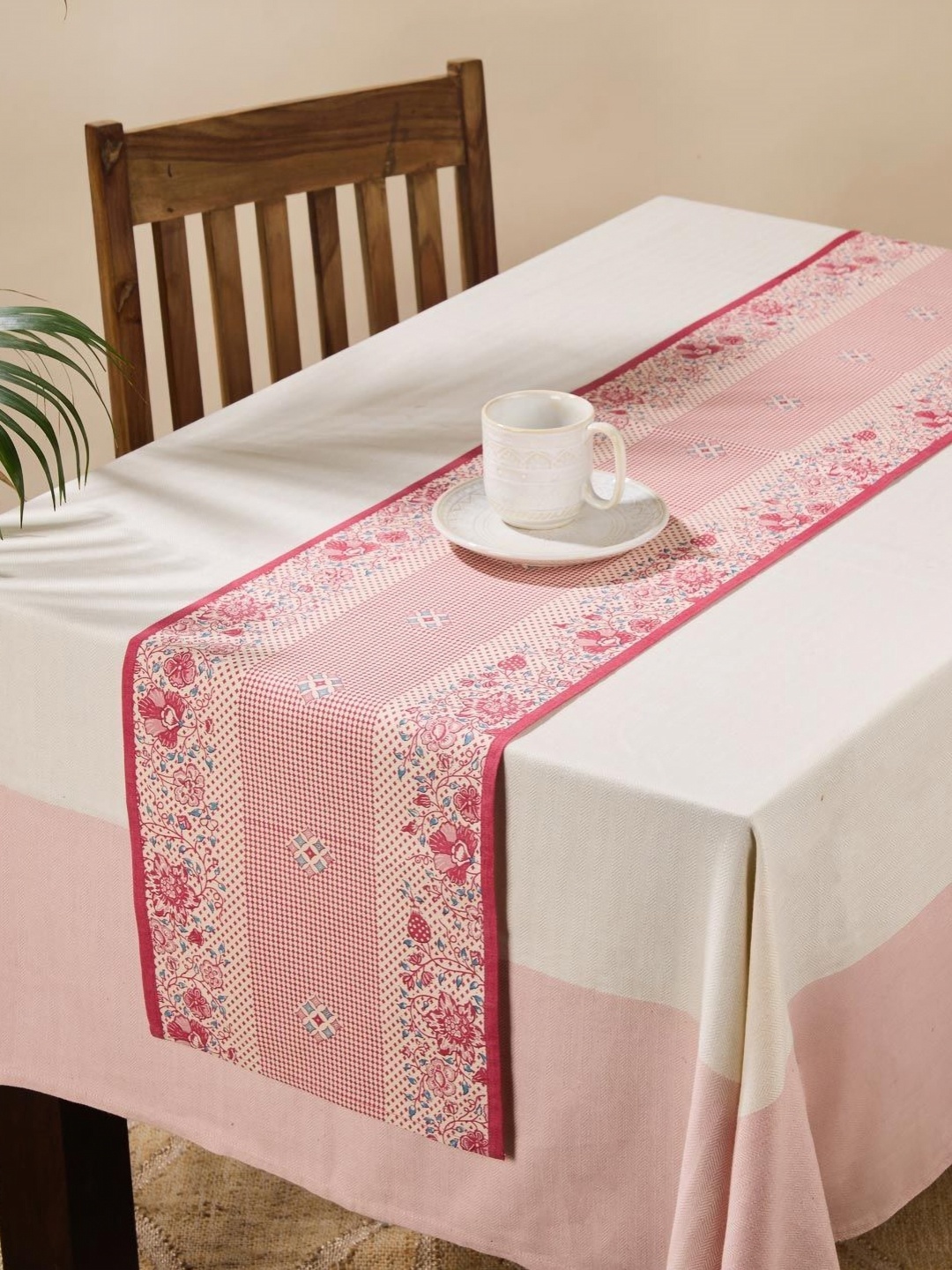 

Fabindia Red & White Floral Printed Anti Skid Table Runner