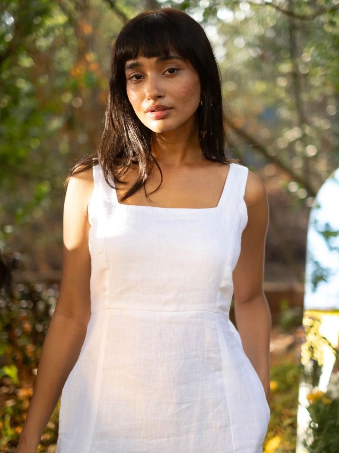 

Creatures of Habit Women Linen Midi Dress, White