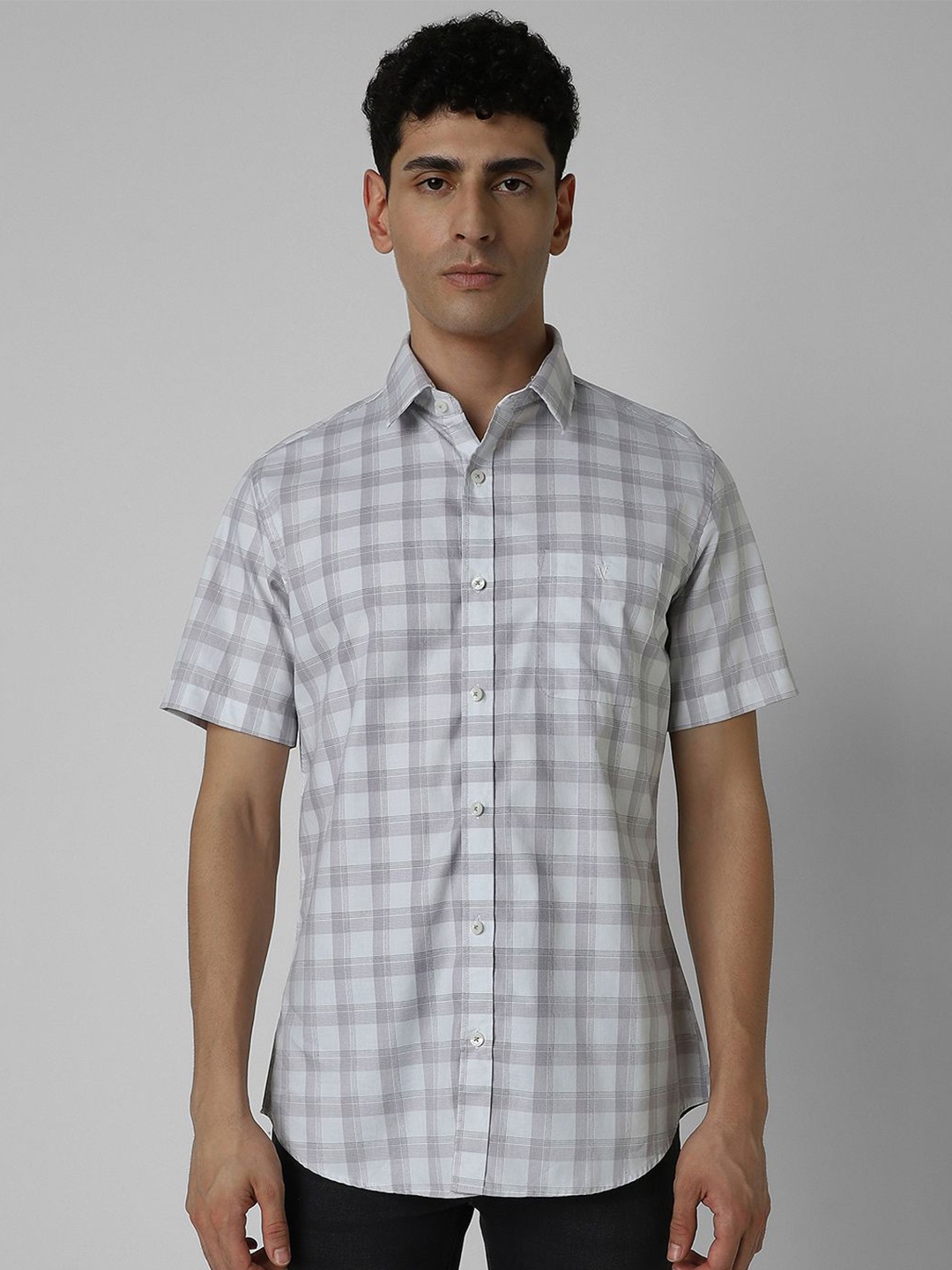 

Van Heusen Sport Men Spread Collar Tartan Checked Cotton Slim Fit Casual Shirt, White