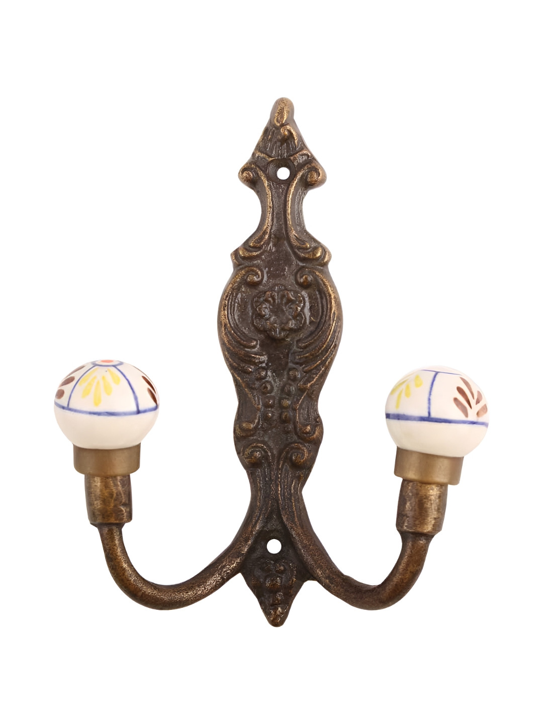 

Indianshelf Brown & White 4 Pieces Textured Metal Wall Hooks