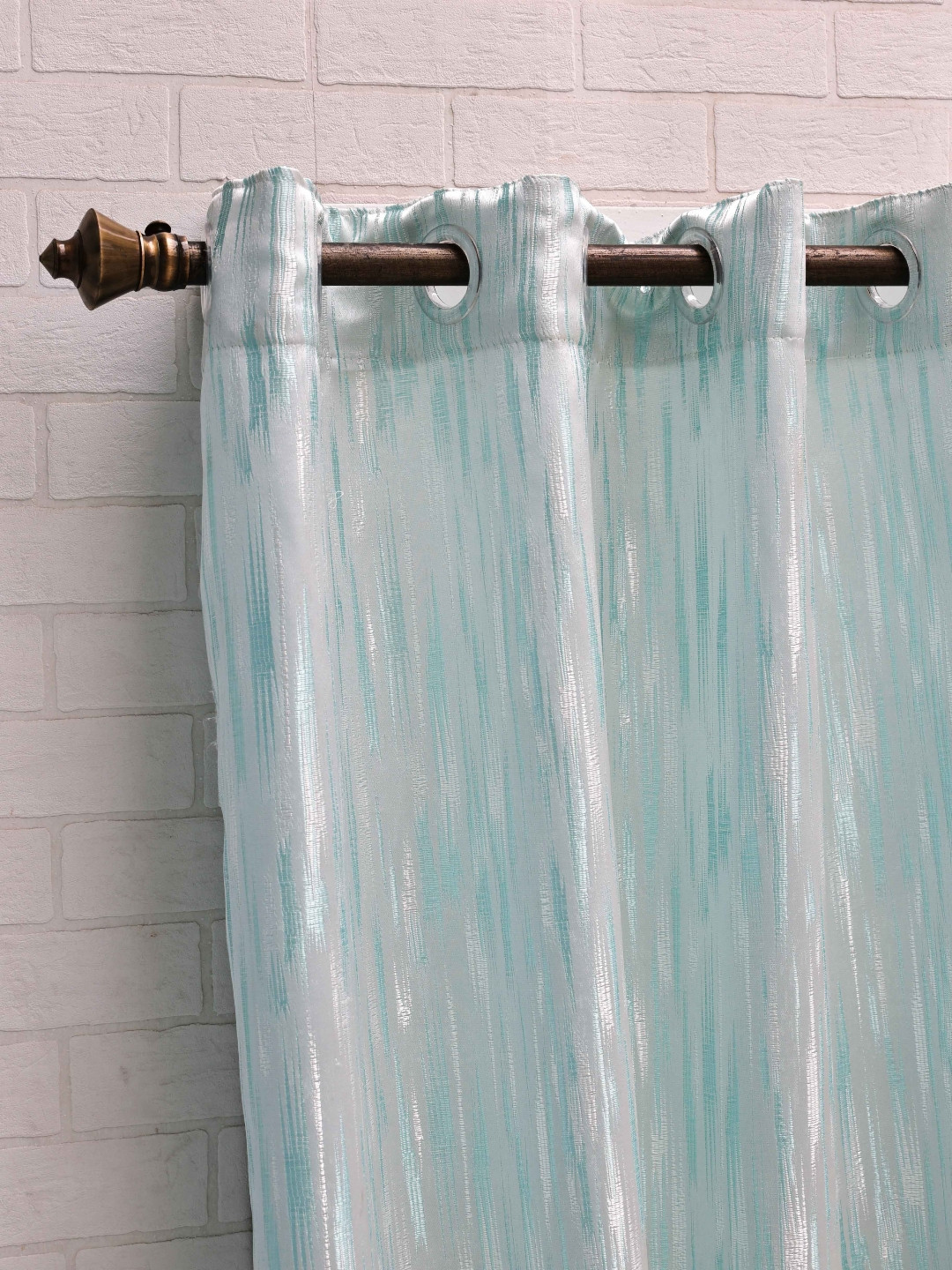 

Ariana Cipher Turquoise Blue Abstract Printed Room Darkening Jacquard Window Curtain