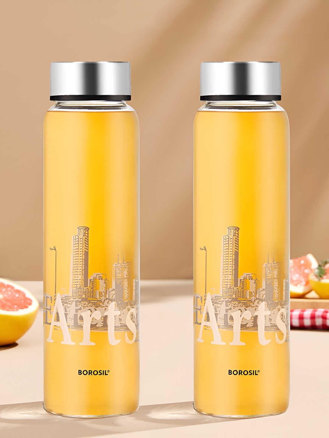 

BOROSIL Artisan Series Roma Transparent 2 Pieces Glasses Printed Water Bottles 1l
