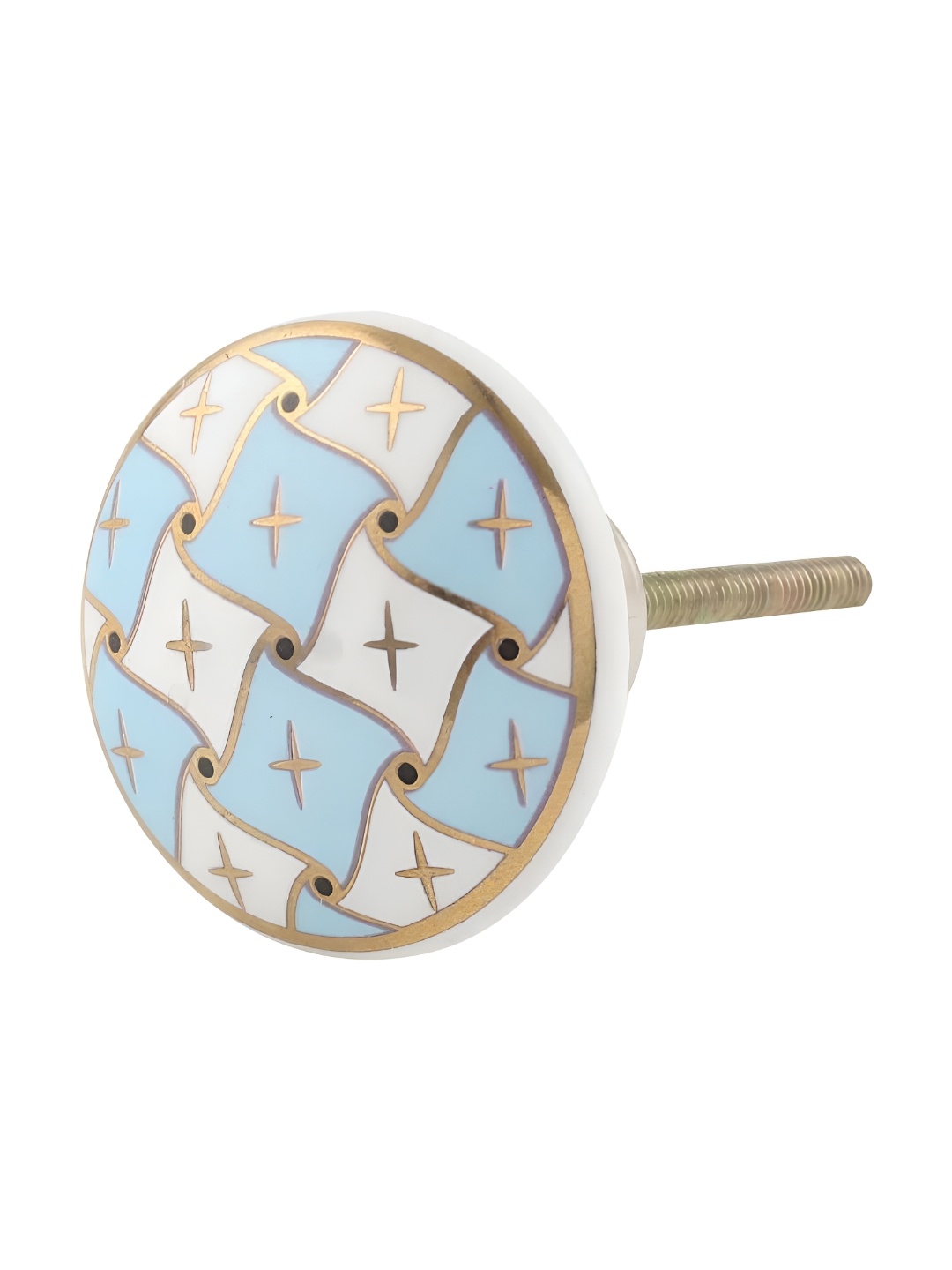 

Indianshelf Blue & White 4 Pieces Round Printed Ceramic Knobs
