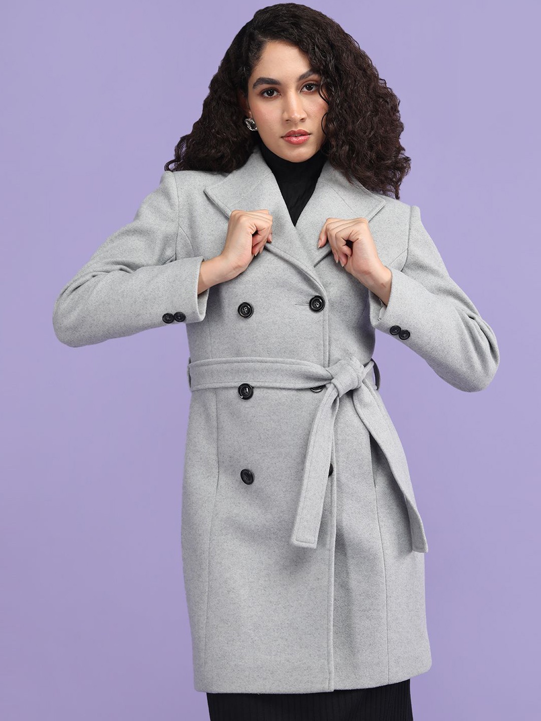 

Plagg Women Textured Single-Breasted Overcoat, Blue