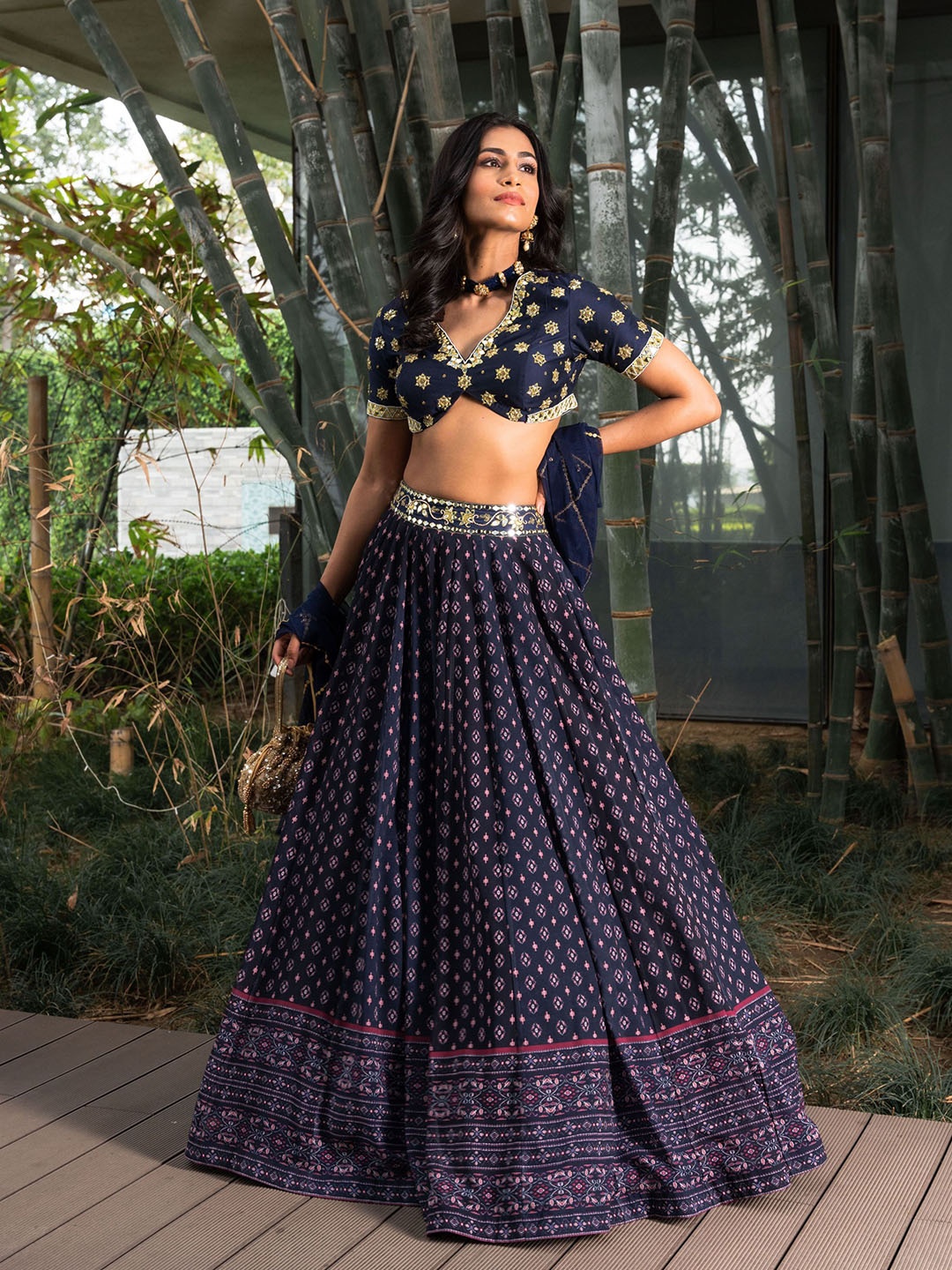 

Rashika Sharma Embellished Mirror Work Lehenga & Blouse With Dupatta, Blue