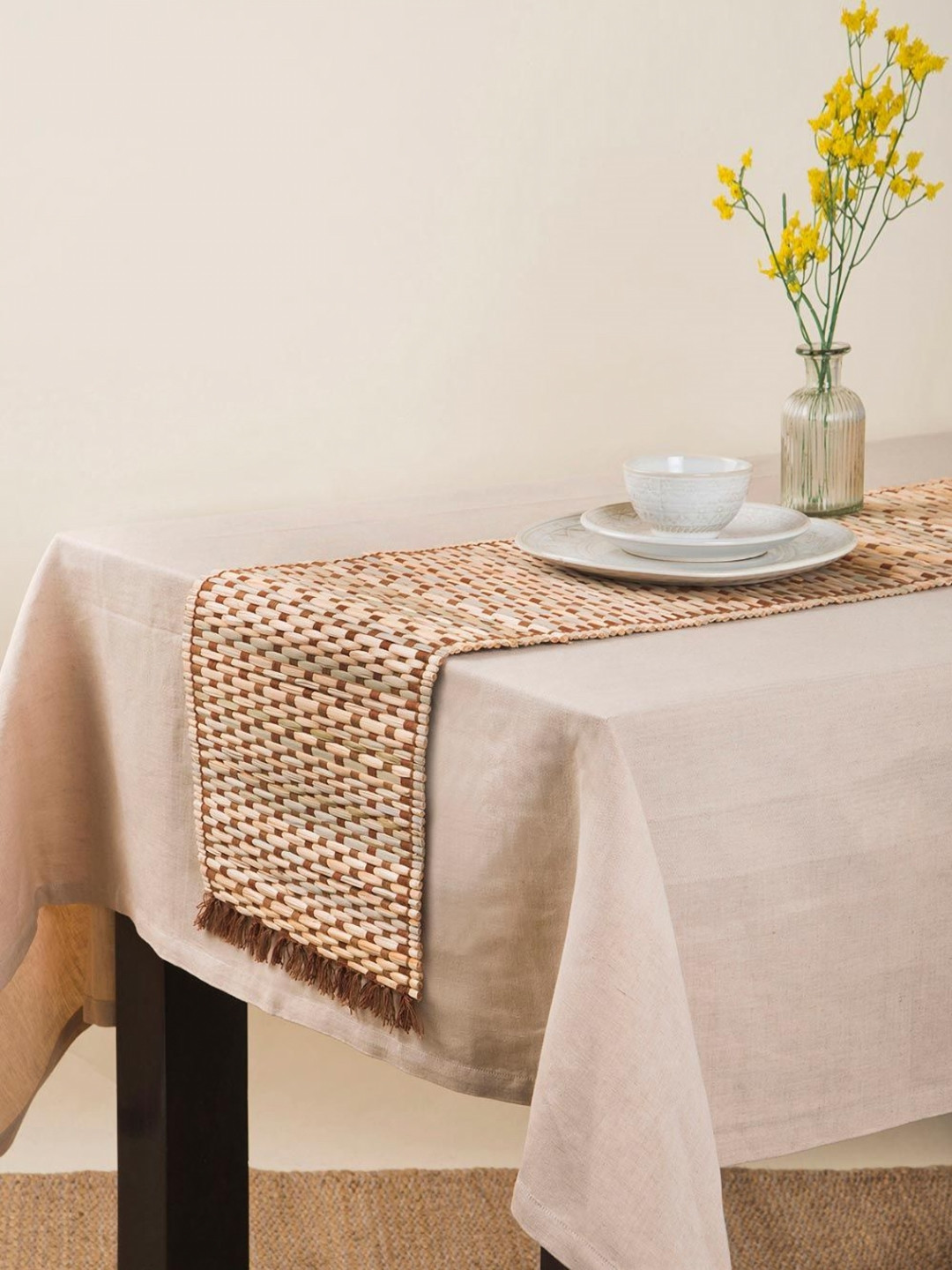 

Fabindia Brown & Beige River Grass Anti Skid Table Runner