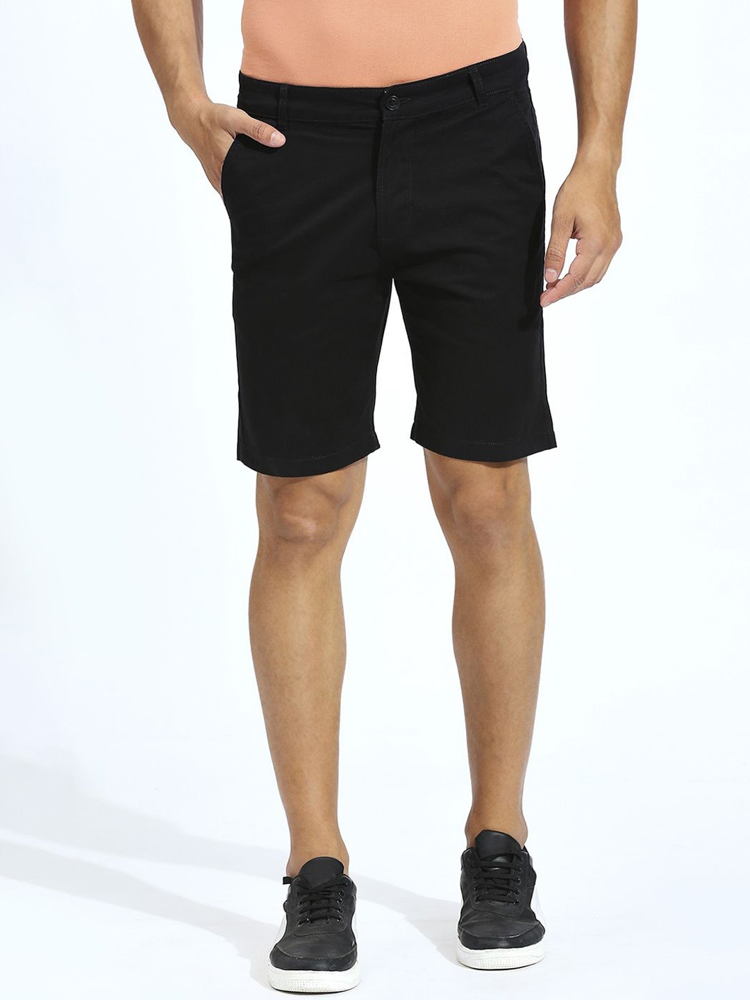 

Klub Fox Men Slim Fit Mid-Rise Shorts, Black
