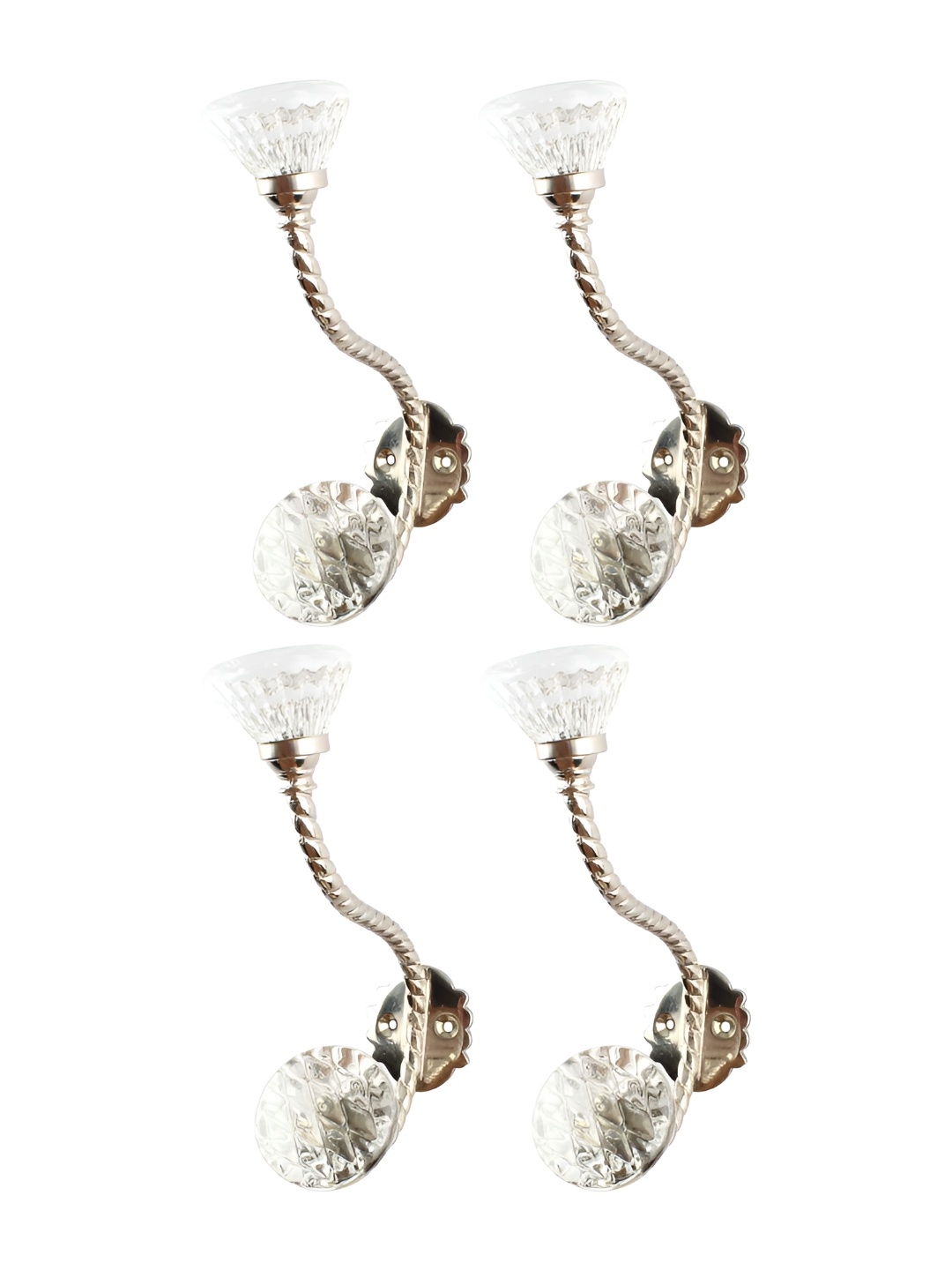 

Indianshelf Transparent & Silver toned 4 Pieces Textured Metal Utility Hooks