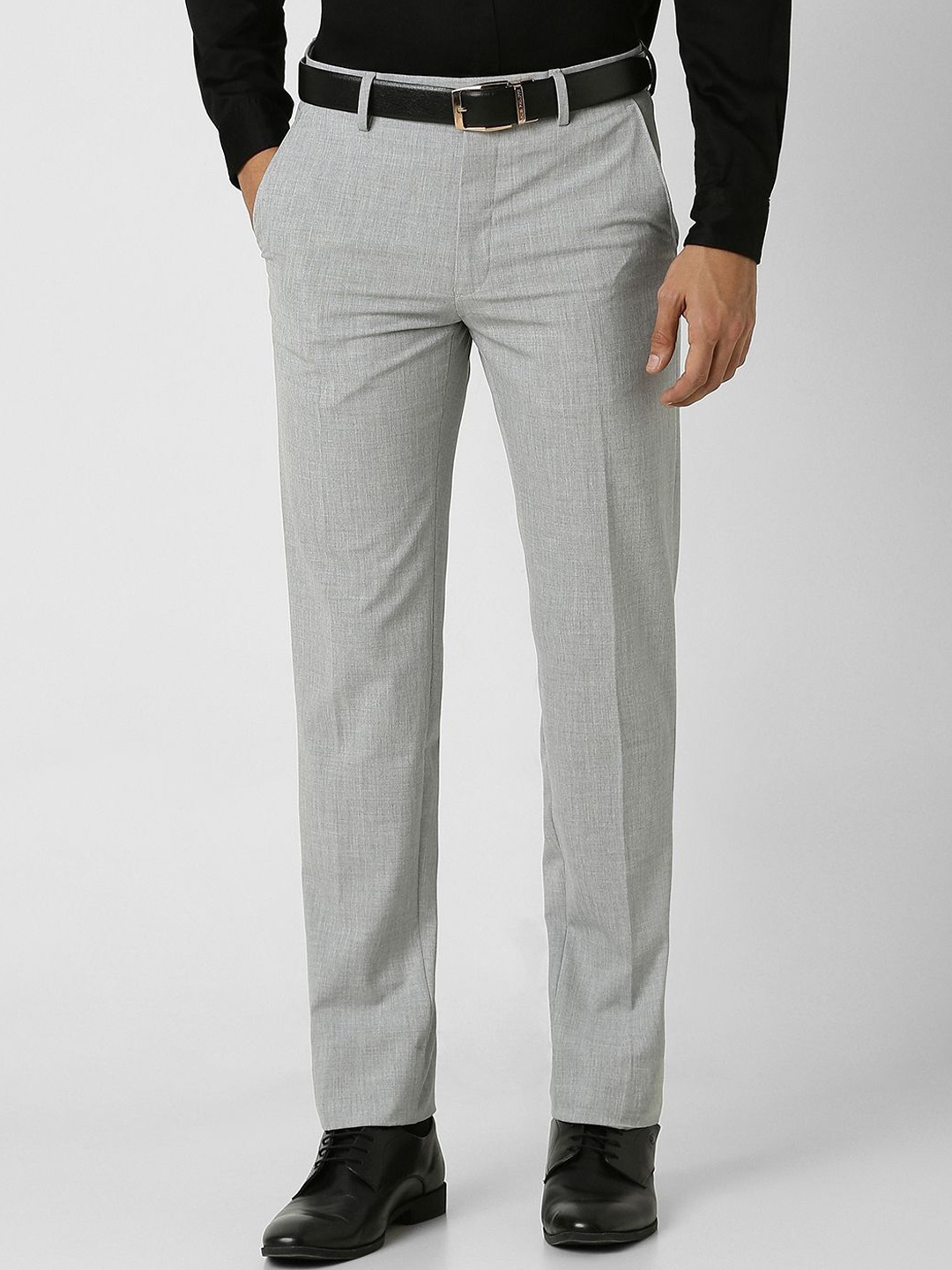

Van Heusen Men Textured Slim Fit Formal Trousers, Grey