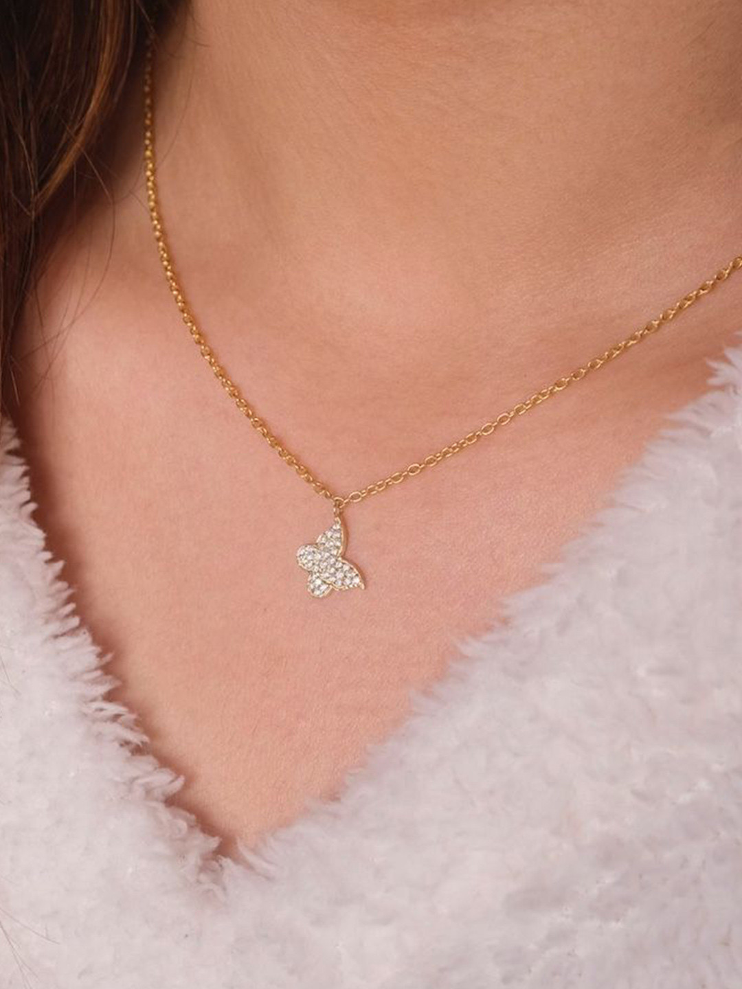 

Anushka Jain Jewellery 925 Sterling Silver Gold-Plated Butterfly Necklace