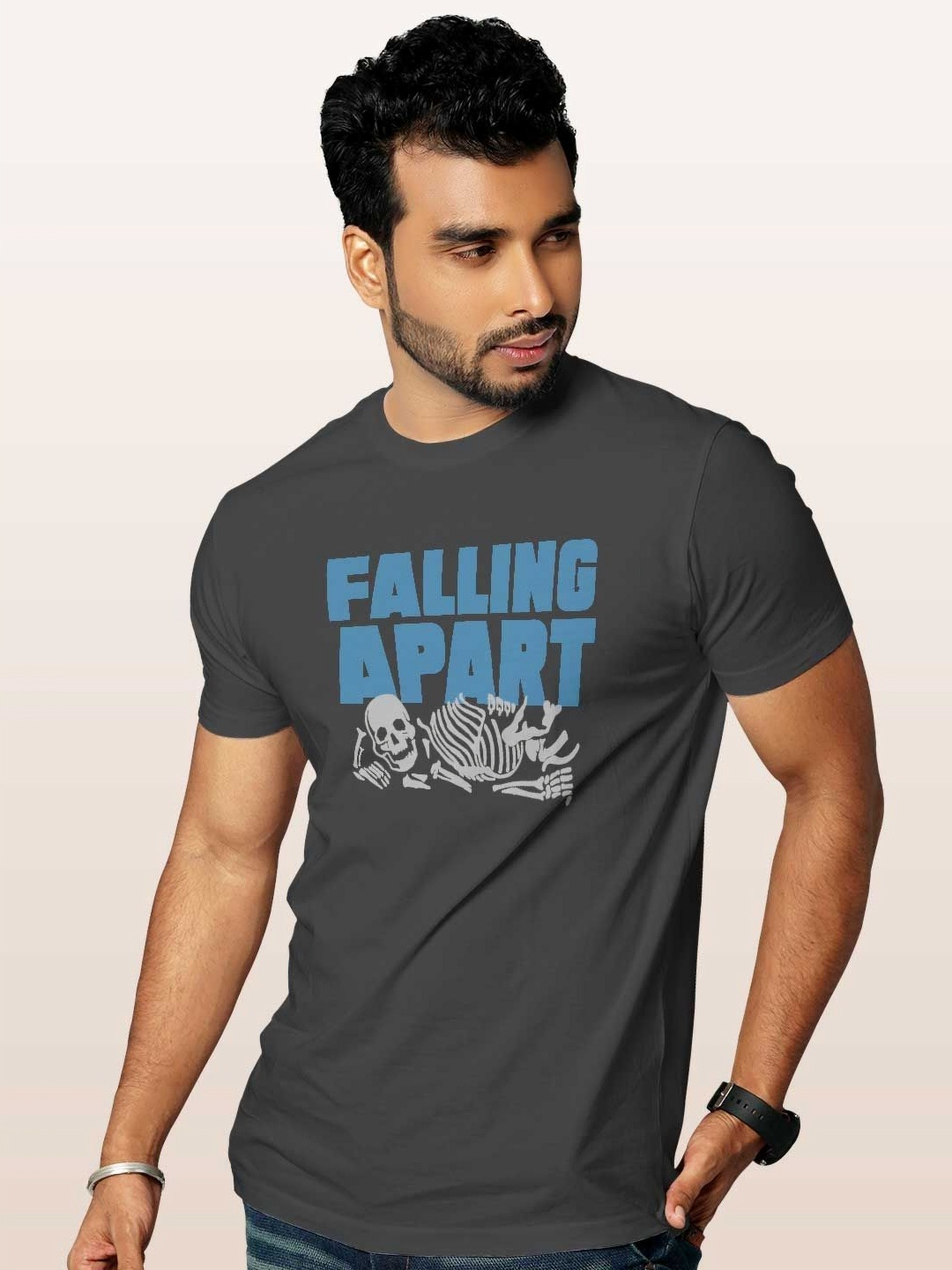

macmerise Men Typography Printed T-shirt, Grey