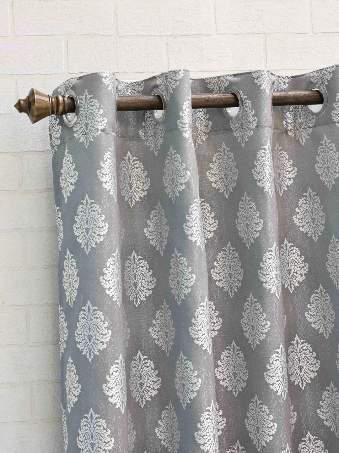 

Ariana Grey & White Ethnic Motifs Room Darkening Jacquard Window Curtain