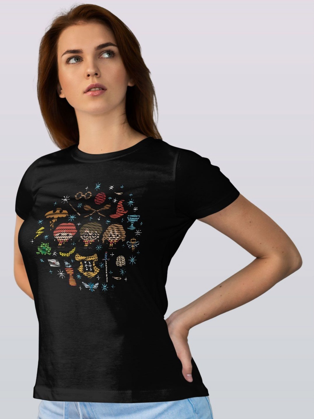 

macmerise Women Printed T-shirt, Black