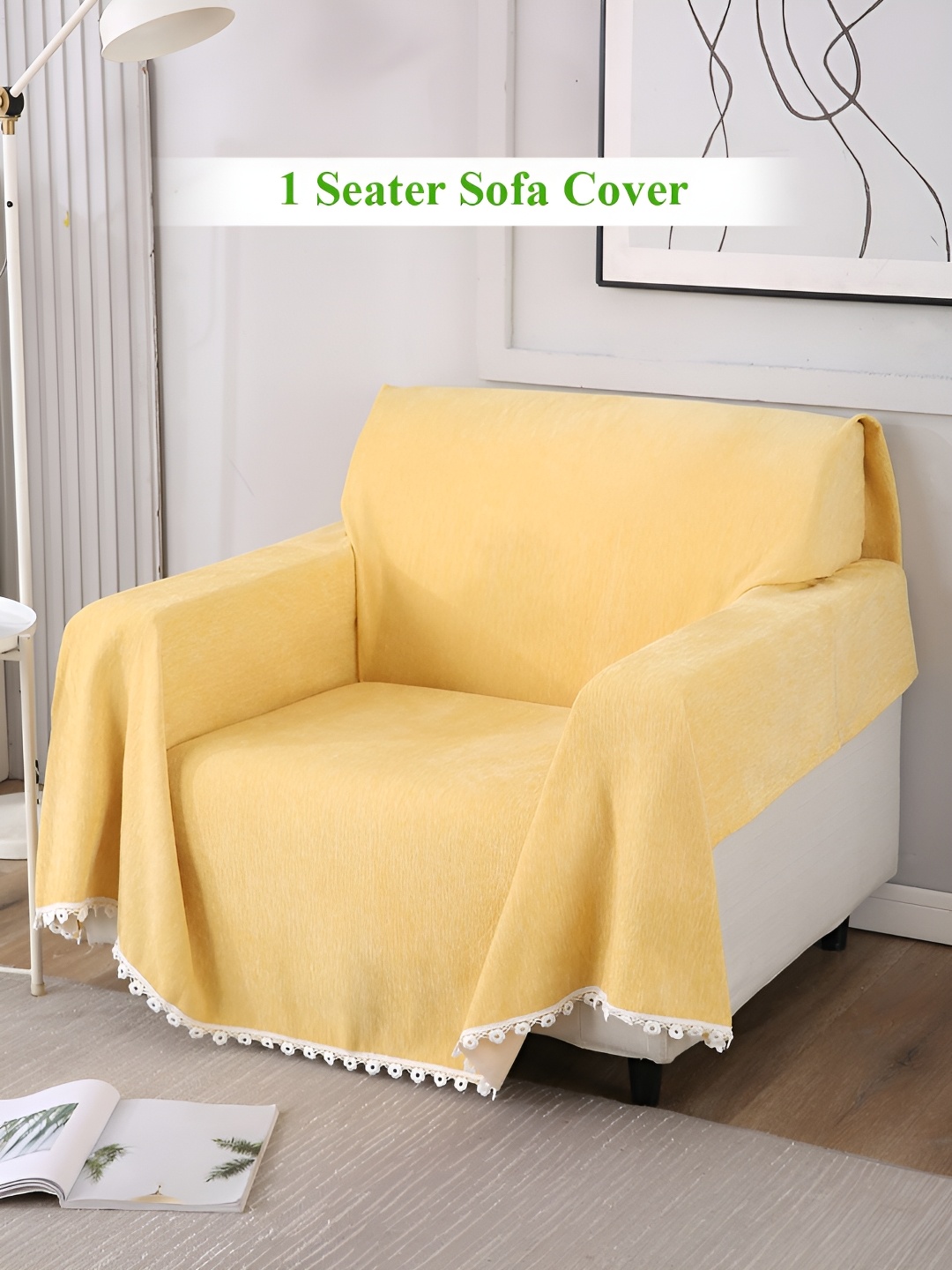 

HOKIPO Yellow & White 1 Seater Sofa Throw