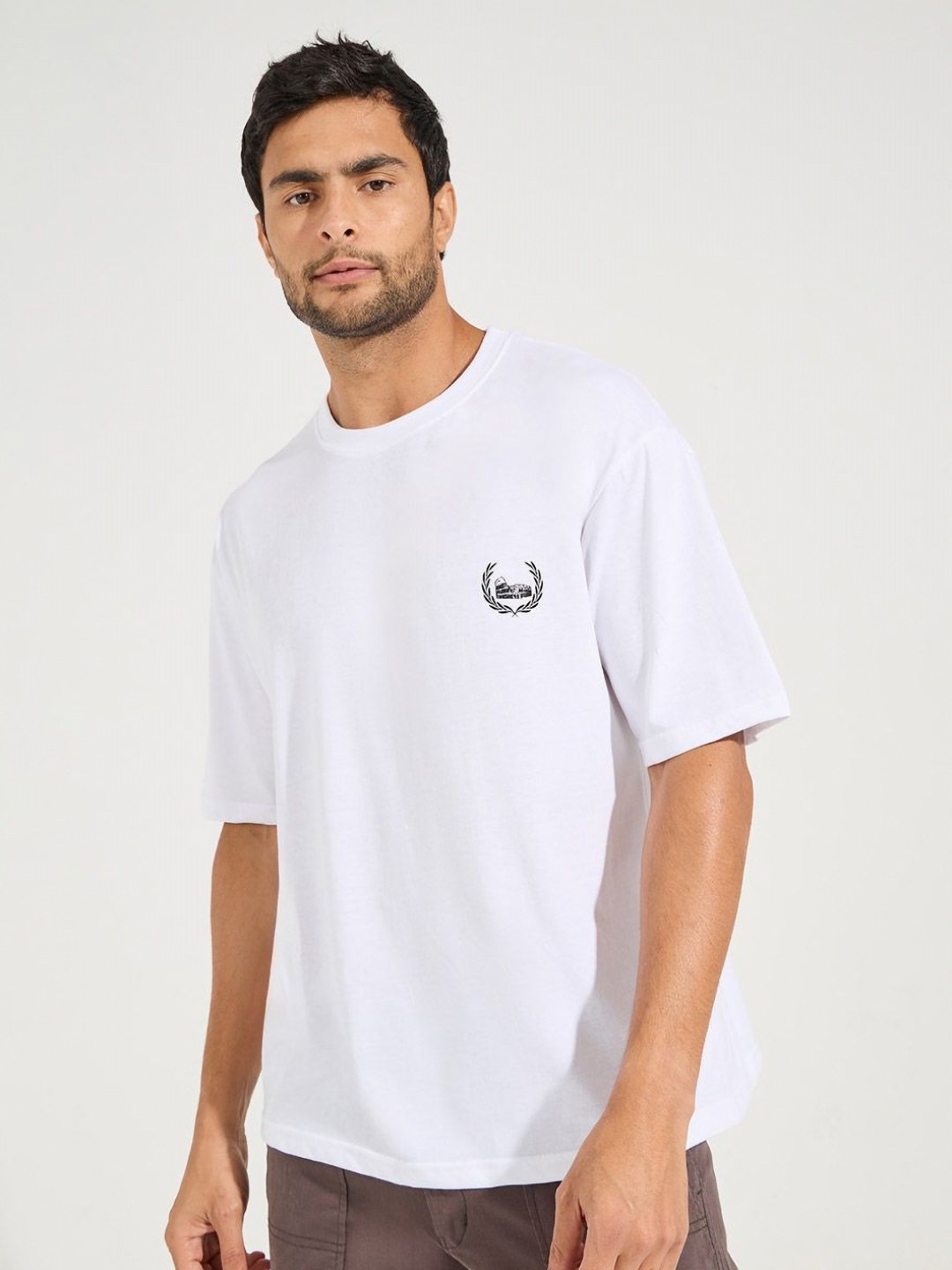 

Styli Men Graphic Printed Round Neck Cotton Oversized T-Shirt, White