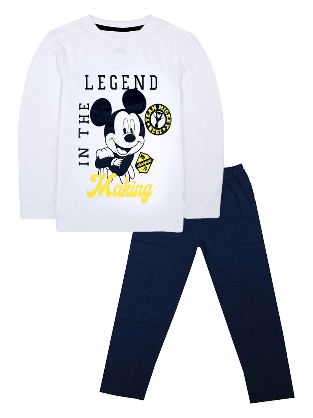 

KINSEY Boys Mickey Mouse Printed T-shirt With Pyjamas, White