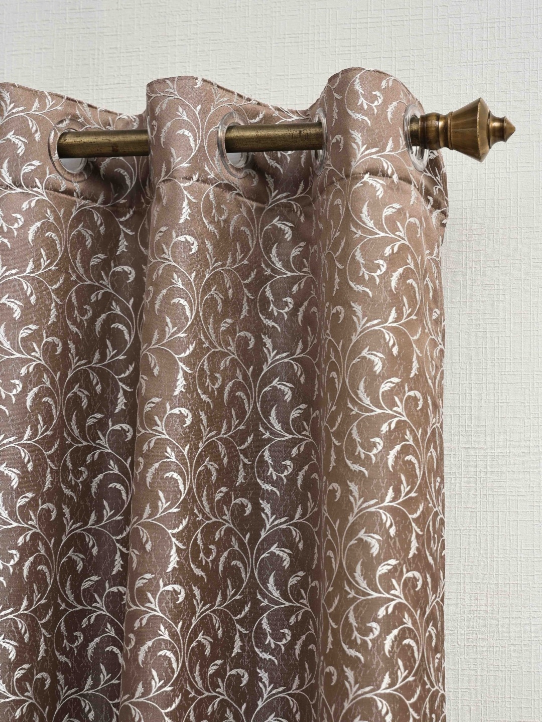 

Ariana Brown Floral Printed Room Darkening Jacquard Window Curtain