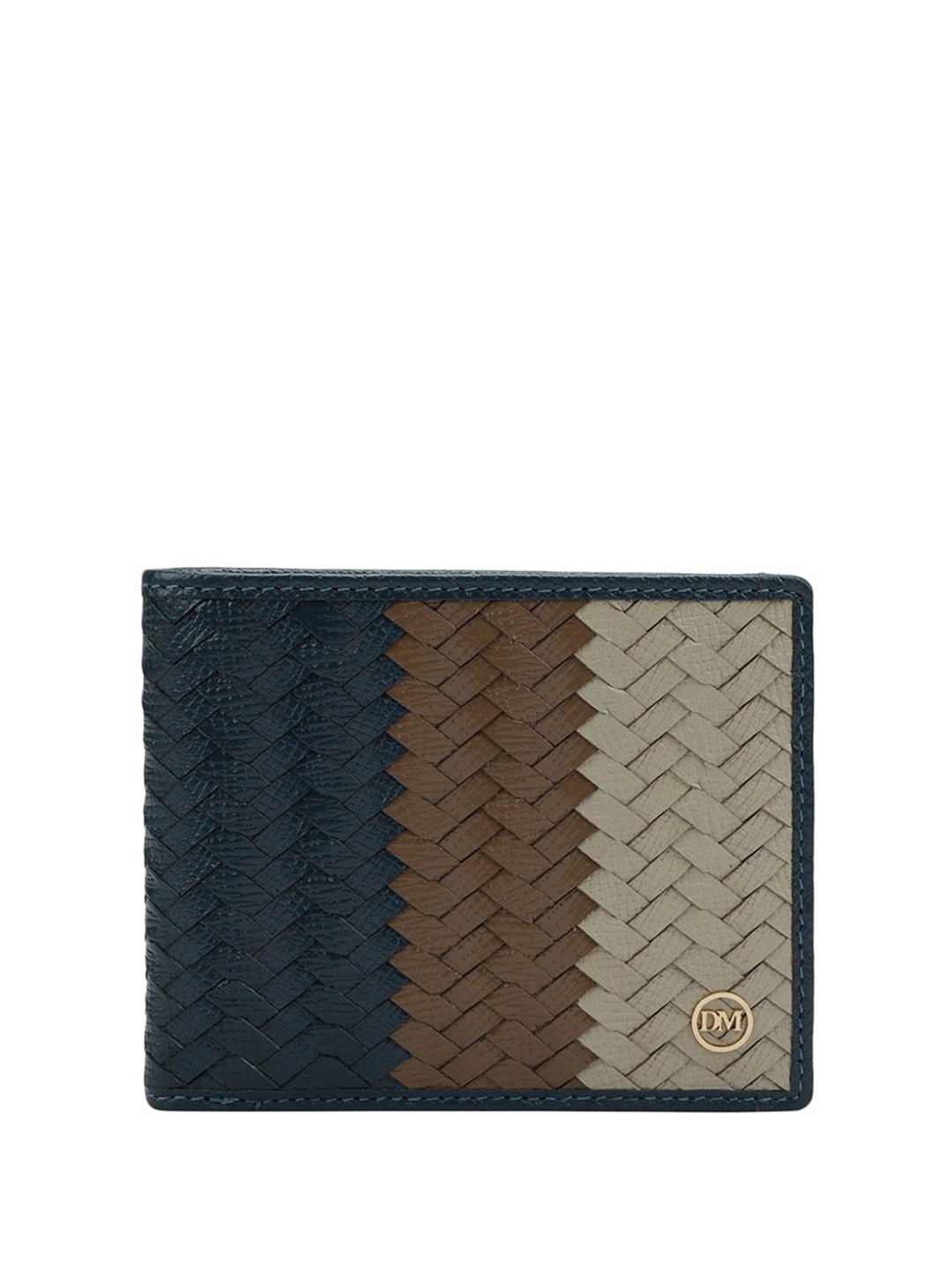 

Da Milano Men Colourblocked Leather Two Fold Wallet, Blue
