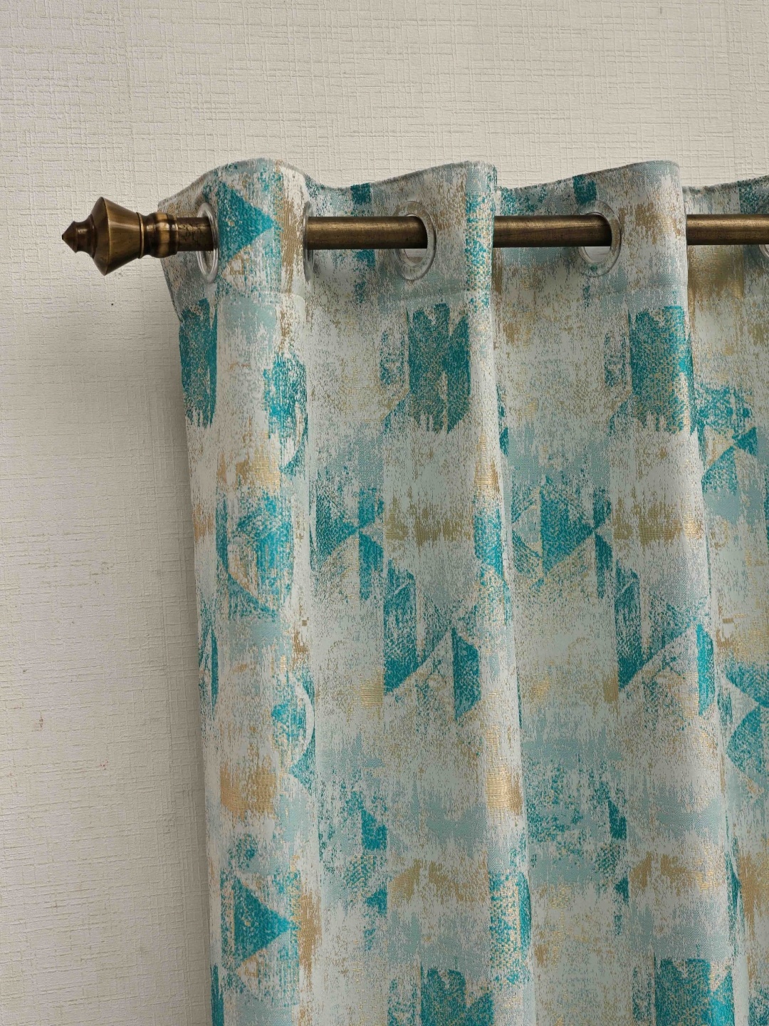

Ariana Turquoise Blue & White Geometric Window Curtain