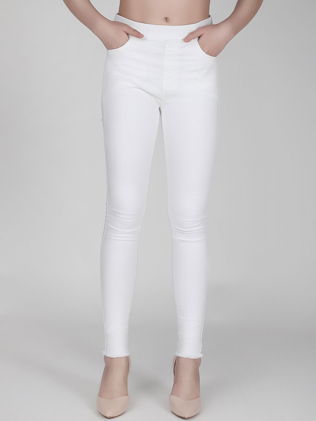 

3BUTTERFLIES Women Skinny Fit High-Rise Jeans, White