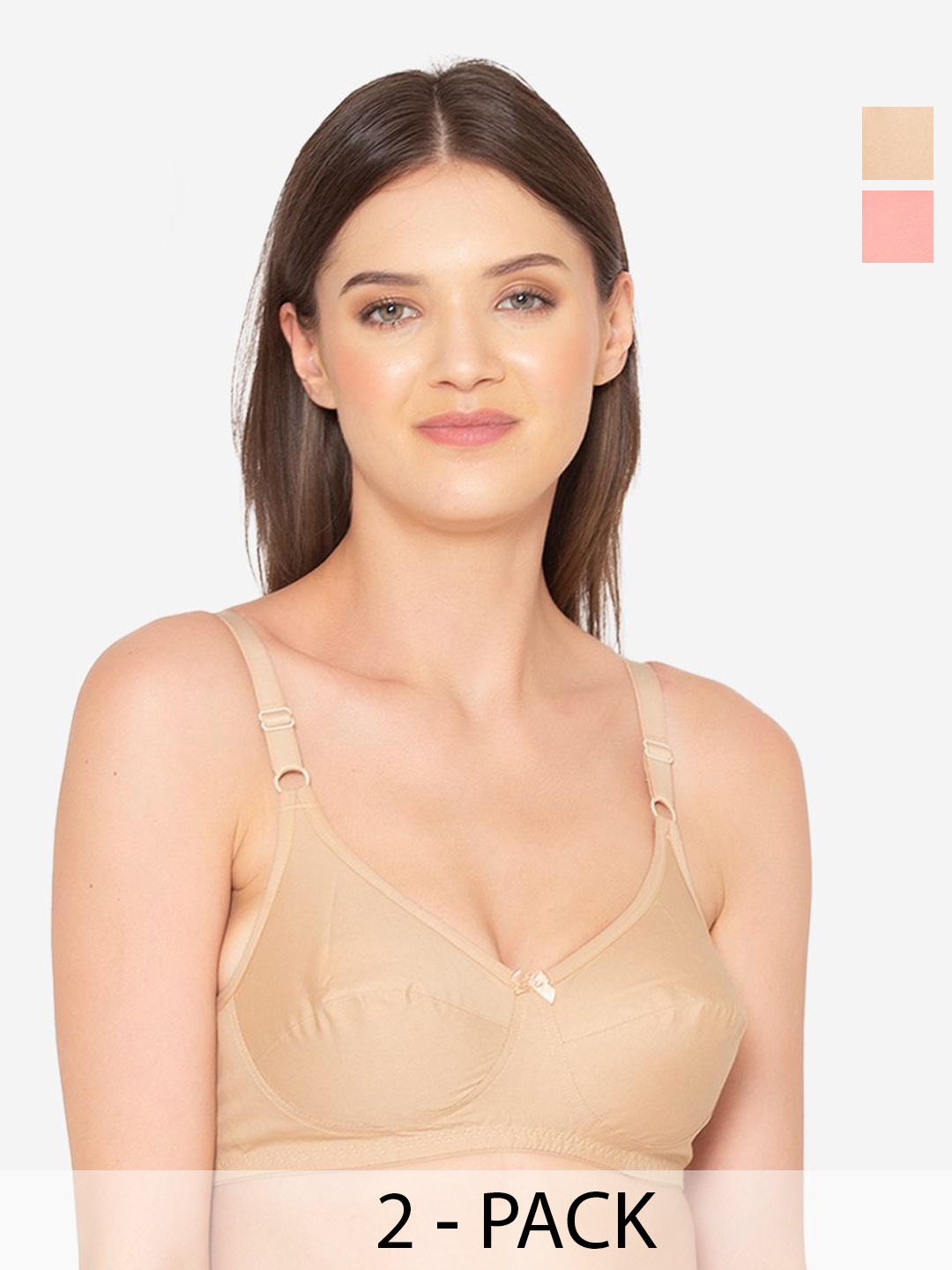 

GROVERSONS Paris Beauty Pack Of 2 Full Coverage Cut and Sew Non Padded Bra, Peach