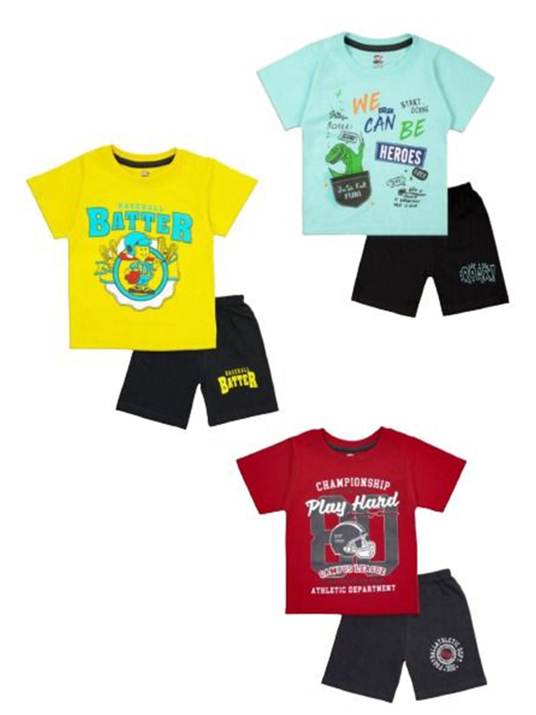 

BAESD Boys Printed T-shirt with Shorts, Yellow