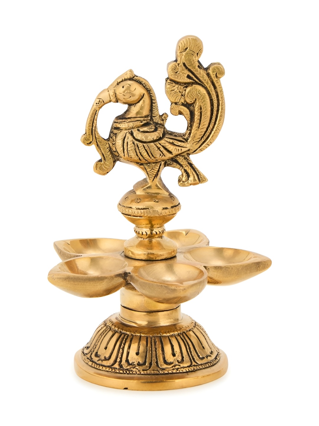 

Fabindia Gold Toned Brass Mehnoor Antiqued Oil Lamp, Bronze