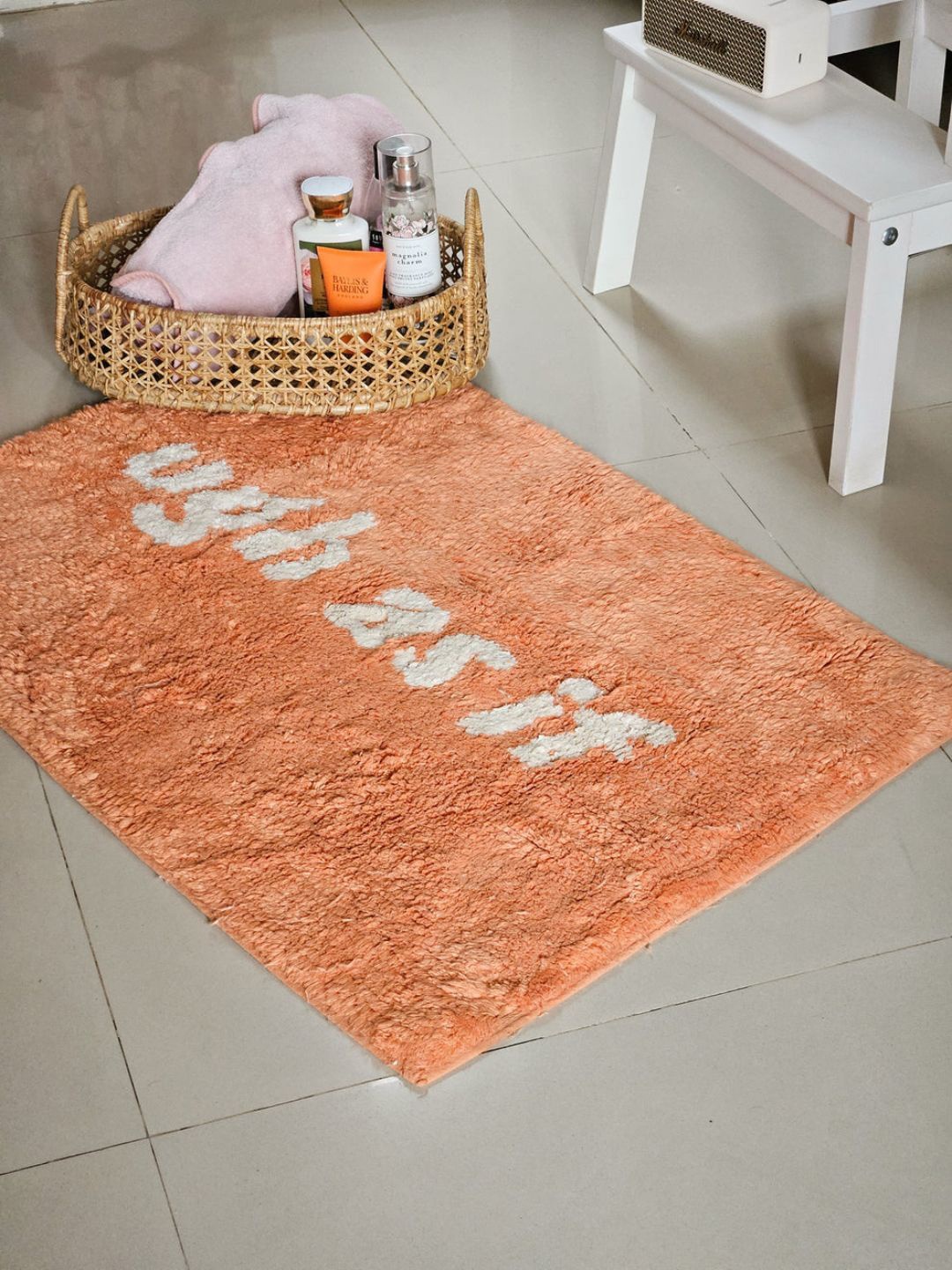 

HYPPY Brown & White Printed Cotton Rectangular Floor Mat