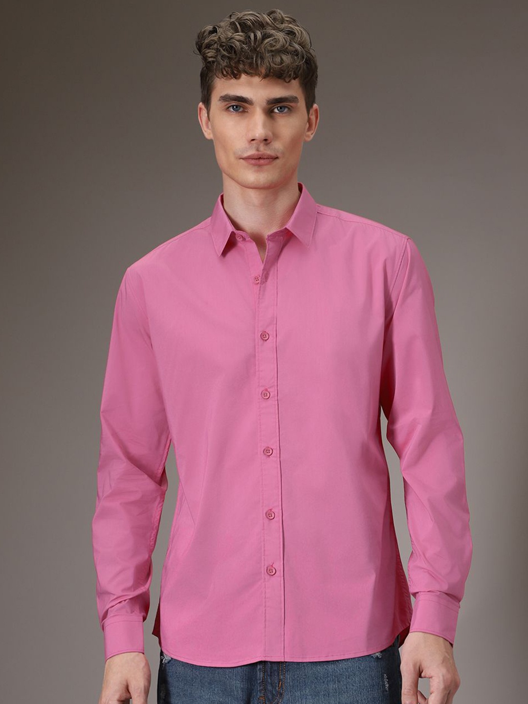 

Banana Club Men Long Sleeves Cotton Shirt, Pink