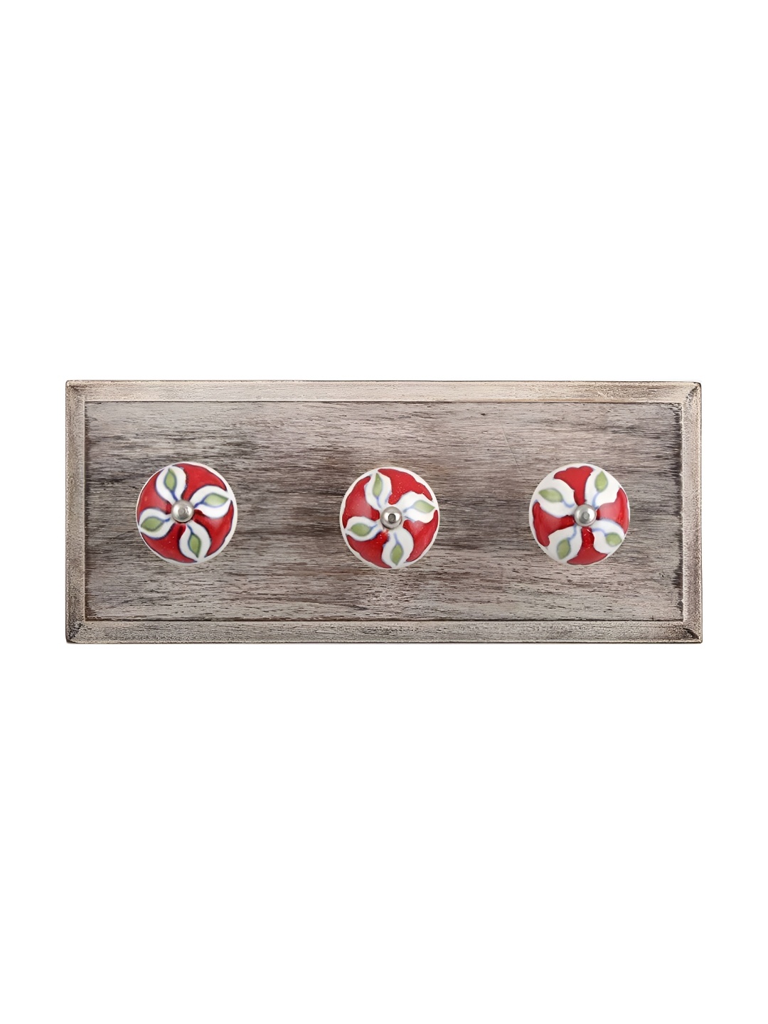 

Indianshelf Brown & Red 4 Pieces Printed Wooden Utility Hooks