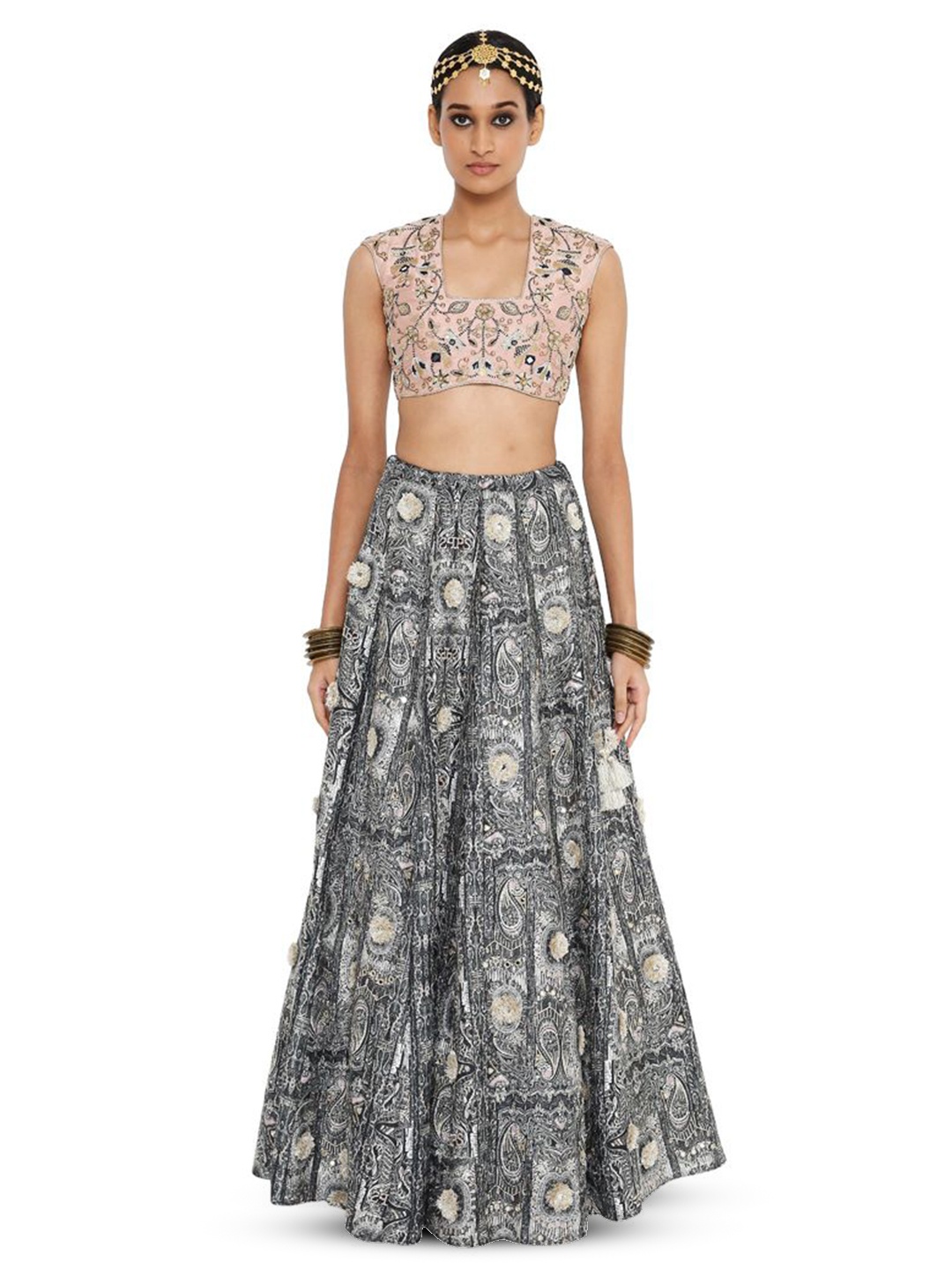 

Payal Singhal Embellished Thread Work Ready to Wear Lehenga & Choli, Black