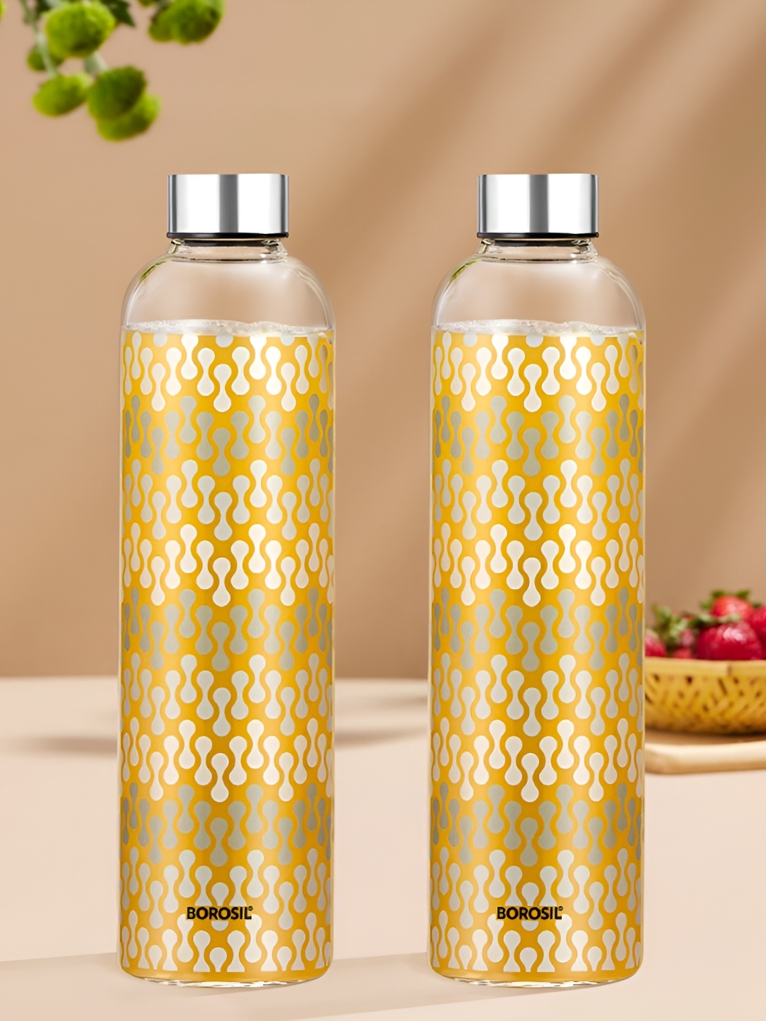 

BOROSIL Artisan Series Vista Transparent 2 Pieces Glasses Printed Water Bottles 1 l