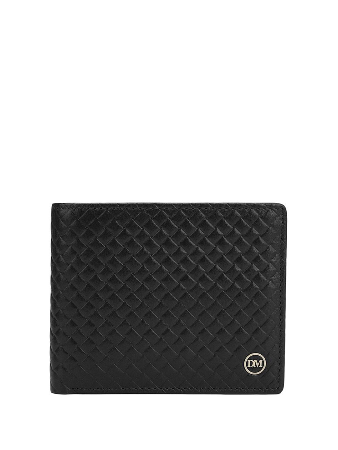 

Da Milano Men Textured Leather Two Fold Wallet, Black