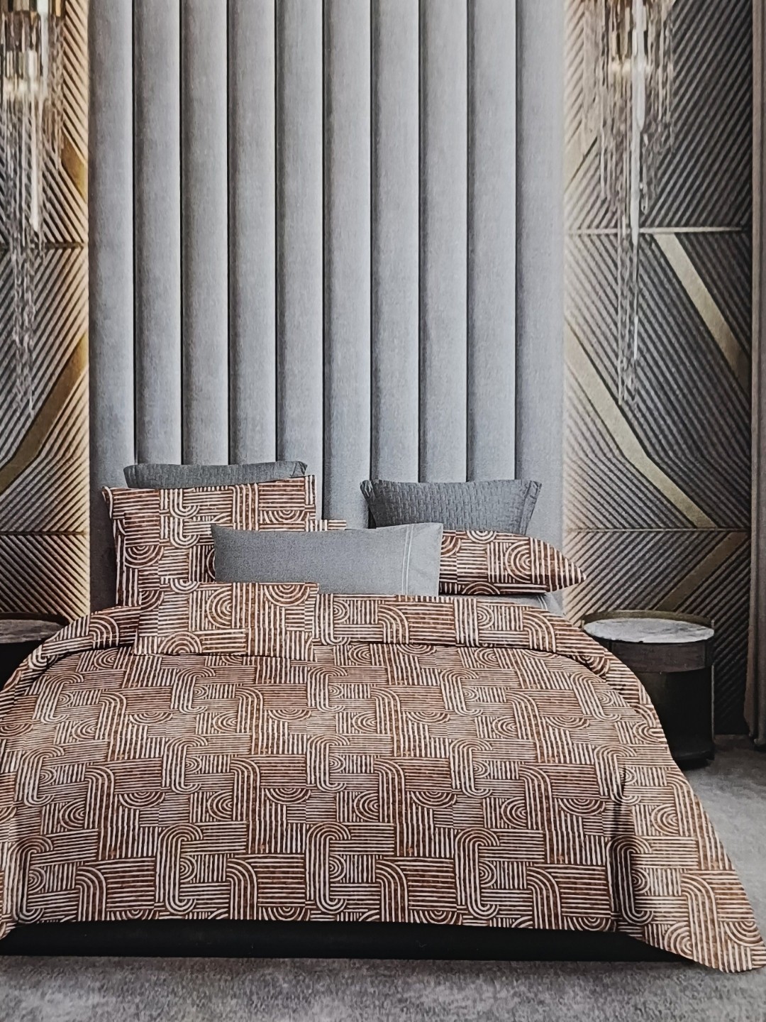 

Signature Brown & White Striped 160 TC King Bedsheet with 2 Pillow Covers