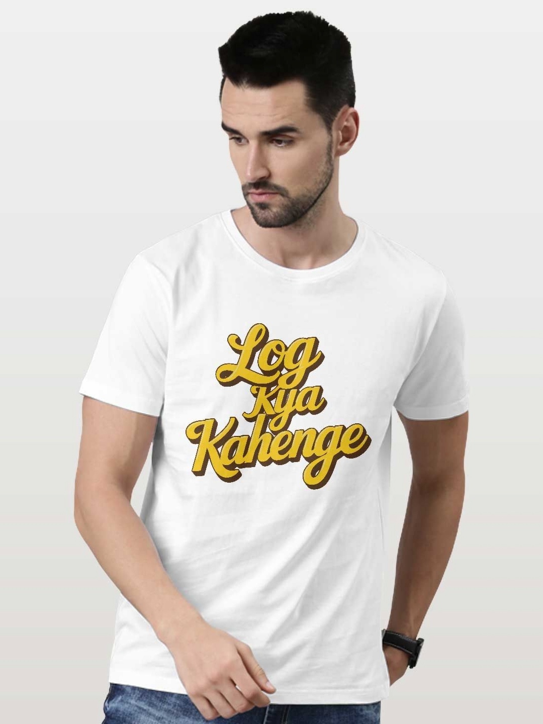 

macmerise Men Typography Printed Applique T-shirt, White