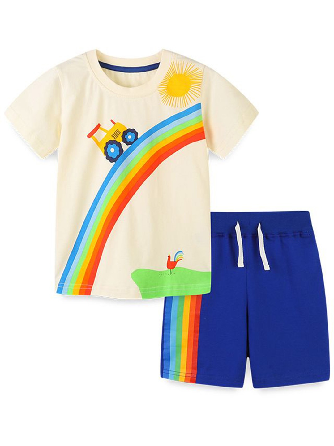 

StyleCast Boys Printed Pure Cotton T-shirt With Shorts, Off white