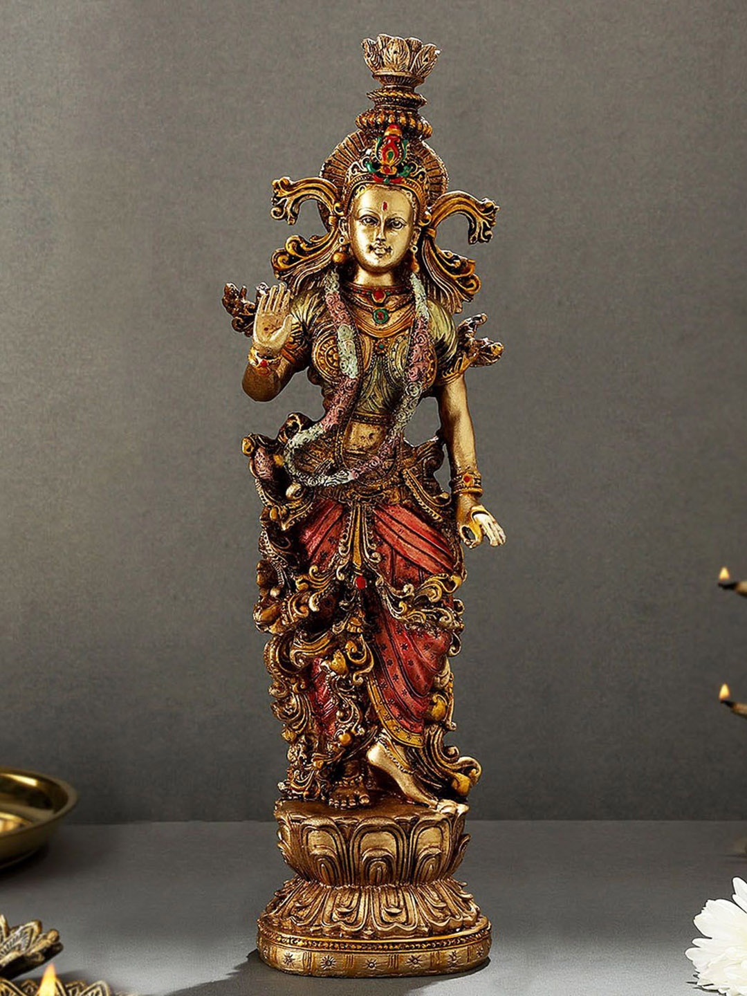 

IGP Red Goddess Radha Murti Showpiece, Gold