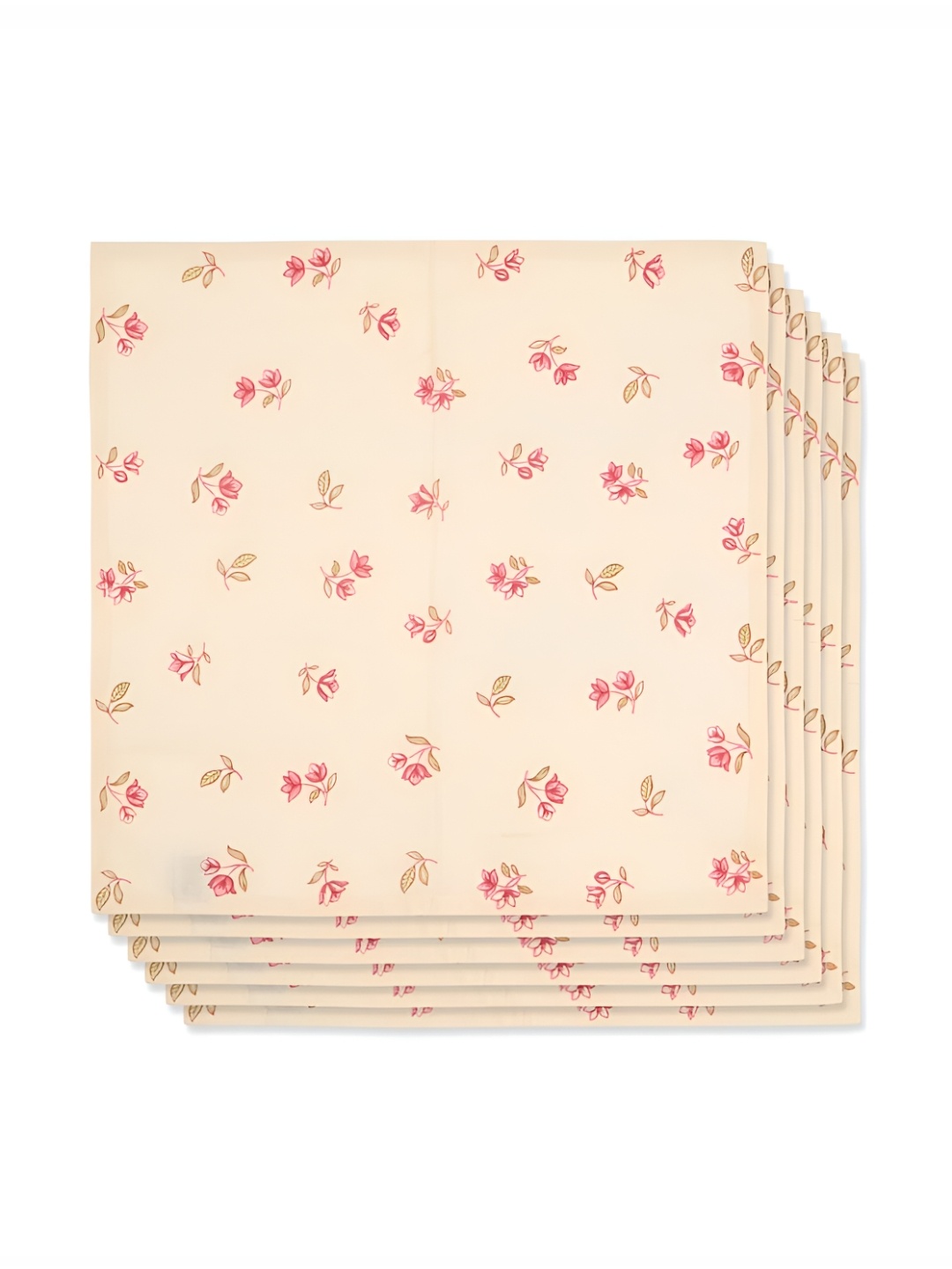 

Fabindia Beige & Pink 6 Pieces Floral Printed Cotton Table Napkin