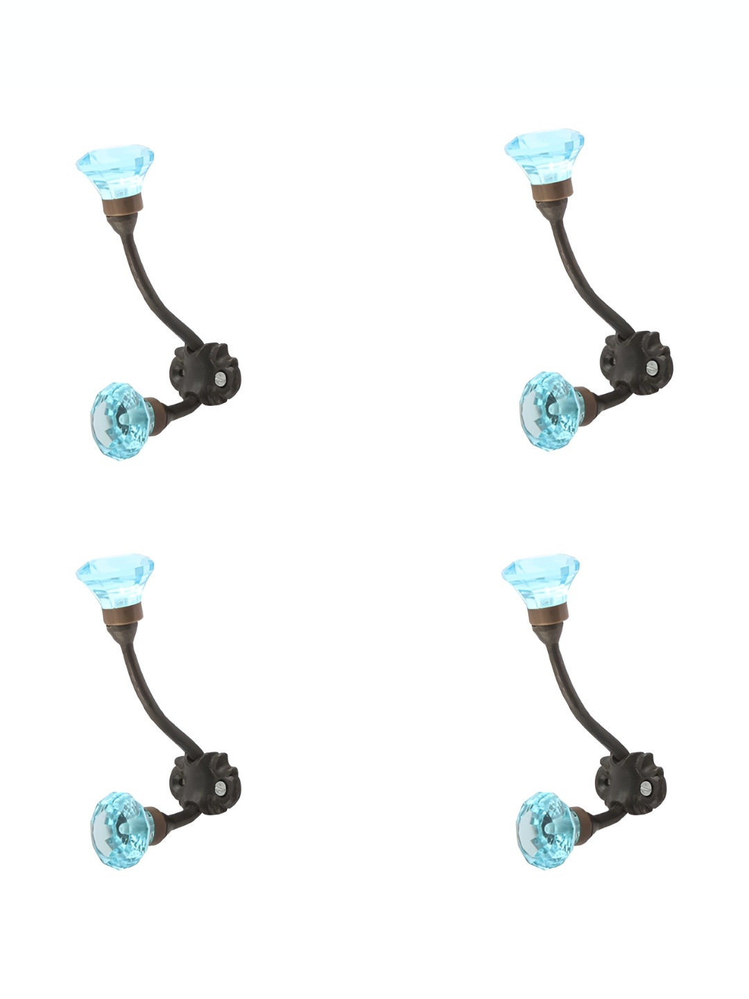 

Indianshelf Turquoise Blue & Brown 4 Pieces Textured Metal Hooks