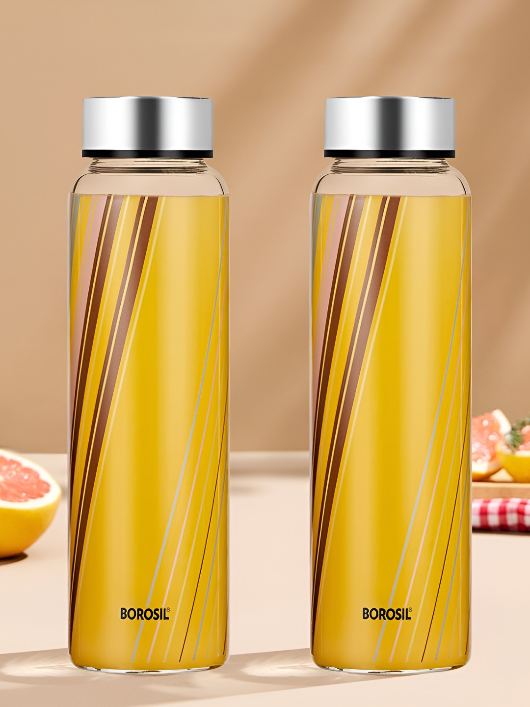 

BOROSIL Artisan Series Prism Transparent 2 Pieces Glasses Printed Water Bottles 1 l