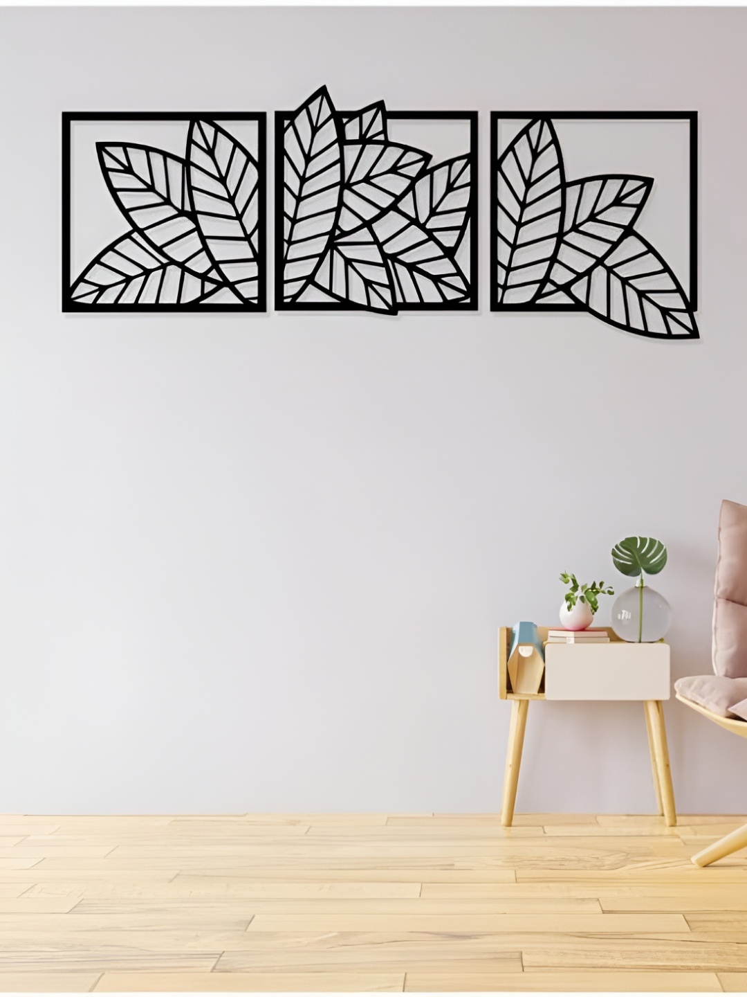 

ARTROOMS Black Leaf Textured Metal Wall Hanging