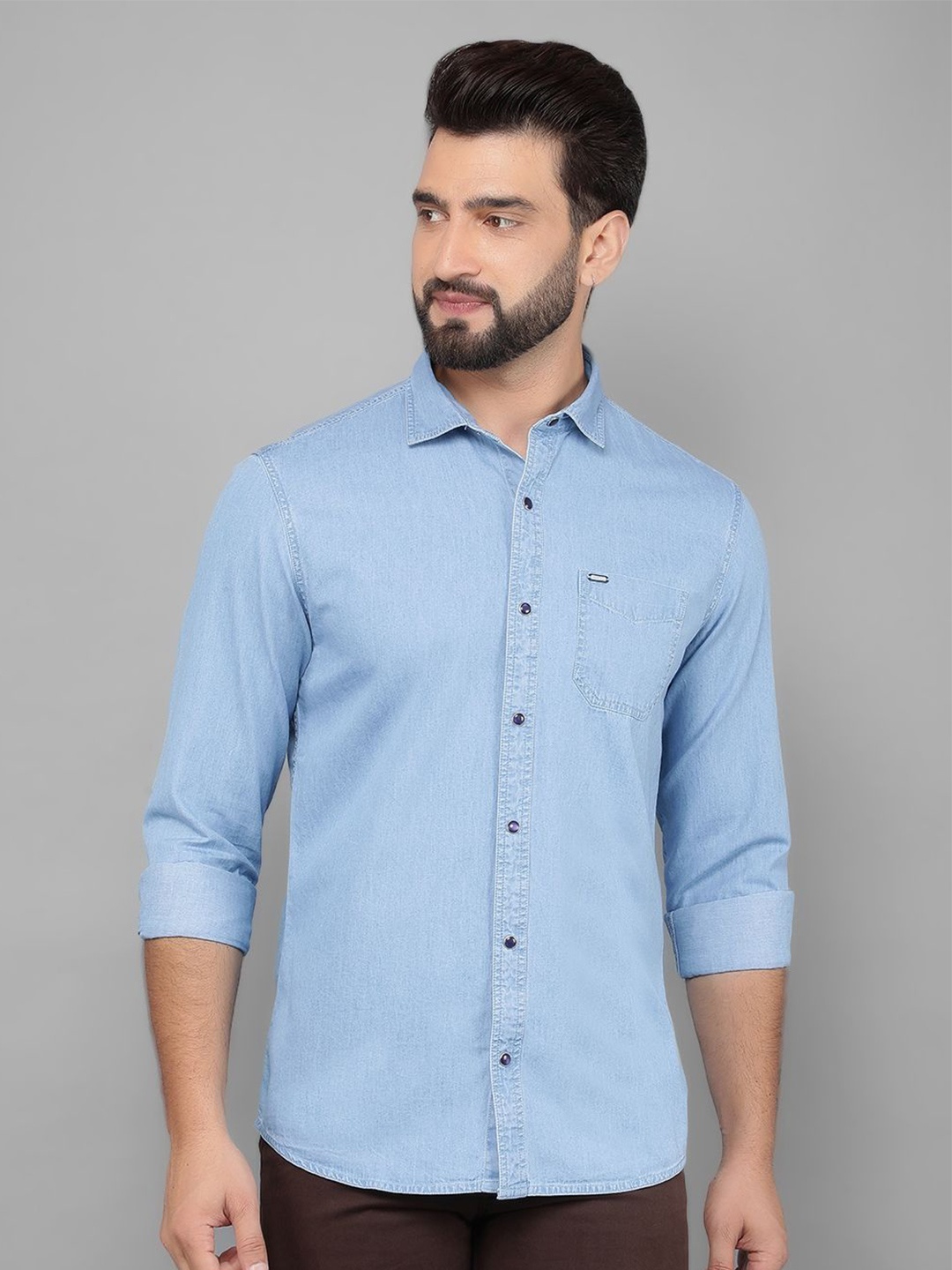 

Canary London Men Smart Solid Slim Fit Formal Shirt, Blue